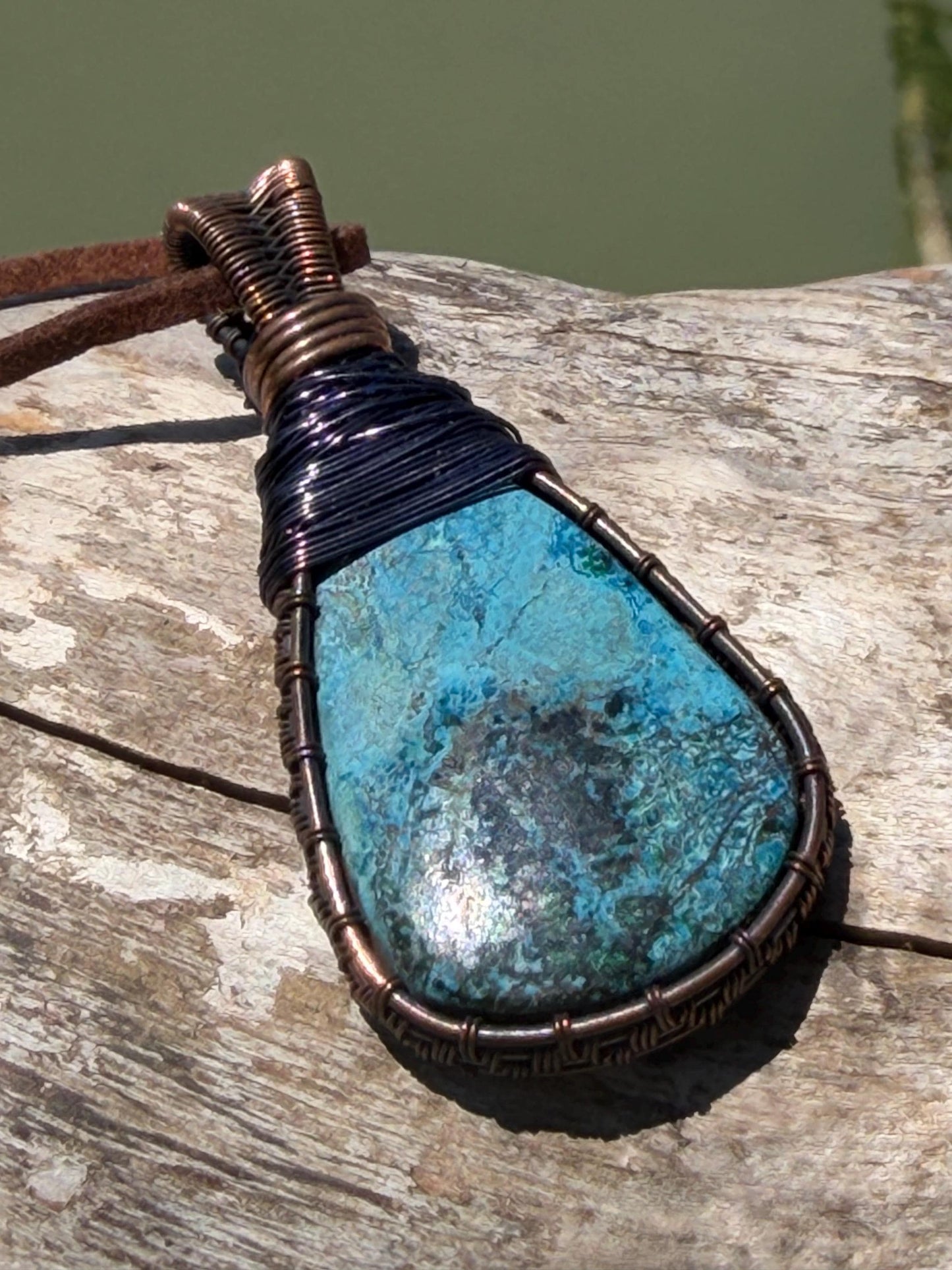 Chrysocolla Malachite necklace, ethical jewellery, bohemian necklace, unusual jewellery, Chrysocolla pendant, blue gemstone necklace