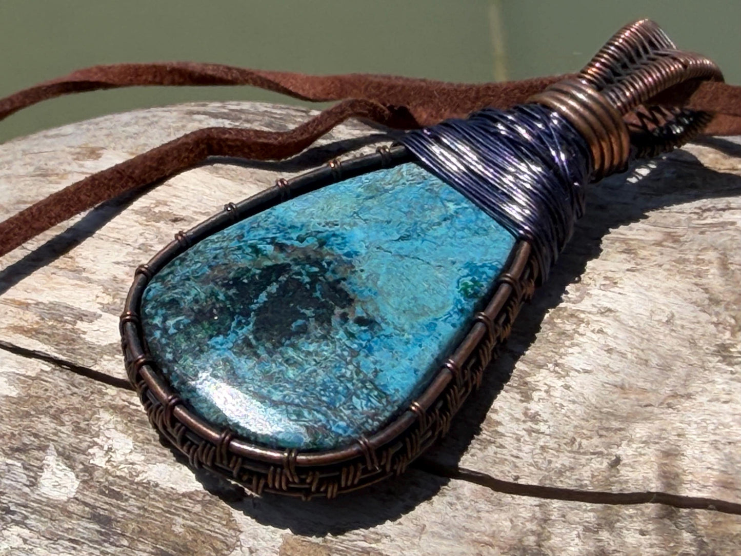 Chrysocolla Malachite necklace, ethical jewellery, bohemian necklace, unusual jewellery, Chrysocolla pendant, blue gemstone necklace