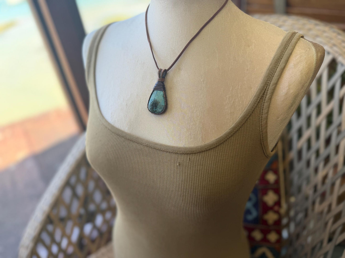 Chrysocolla Malachite necklace, ethical jewellery, bohemian necklace, unusual jewellery, Chrysocolla pendant, blue gemstone necklace