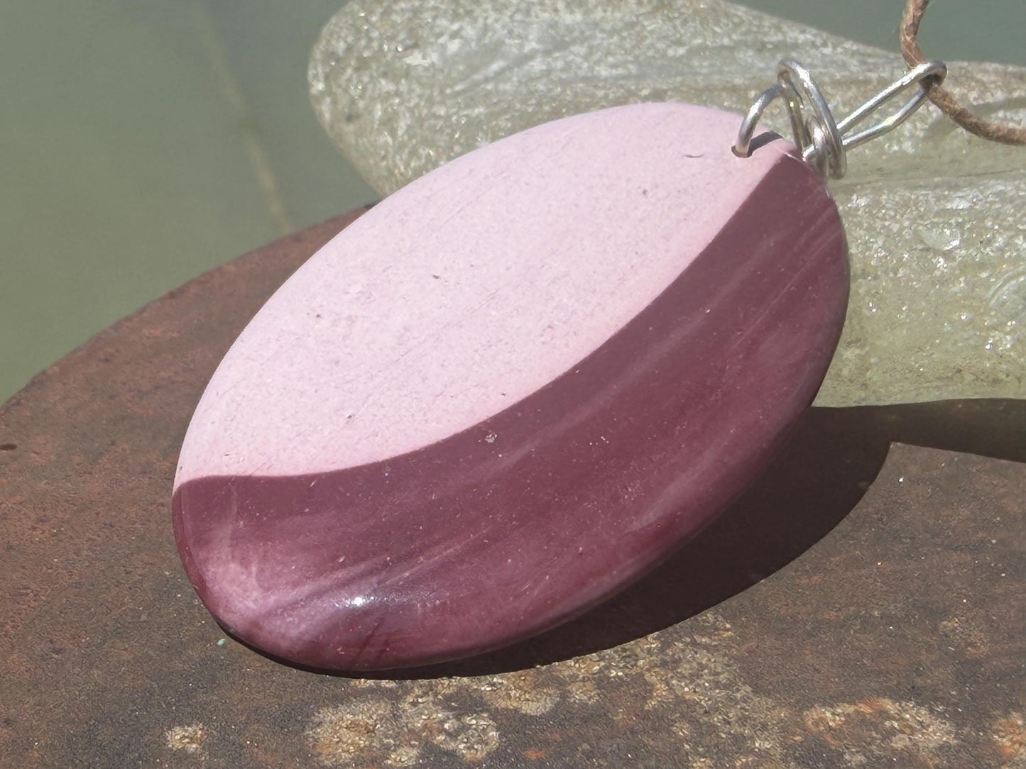 Ethically sourced mookite gemstone necklace. Handmade unusual jewellery, gift for him, gift for her. Ethical jewellery. Unusual gemstone