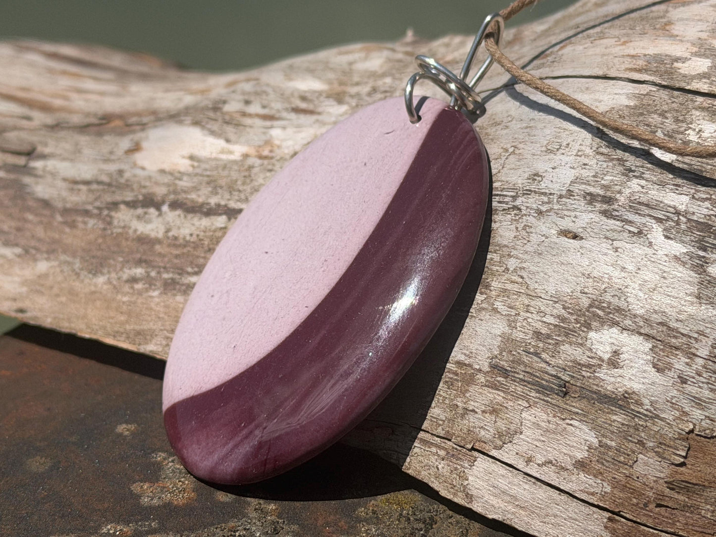 Ethically sourced mookite gemstone necklace. Handmade unusual jewellery, gift for him, gift for her. Ethical jewellery. Unusual gemstone