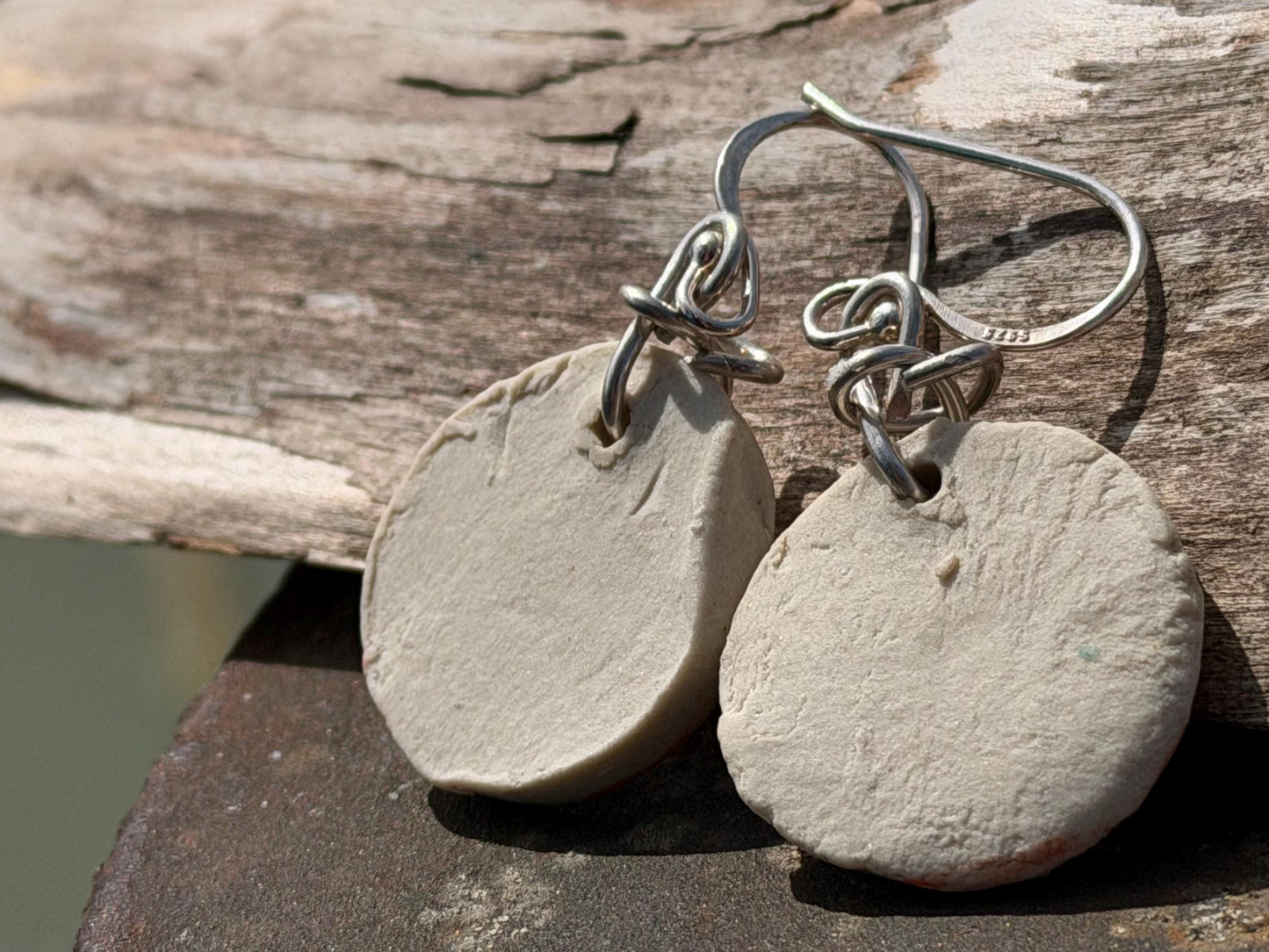 Handmade Ceramic Earrings made with Sussex Clay - Unique jewellery, Pink earrings, Ethical Jewelry