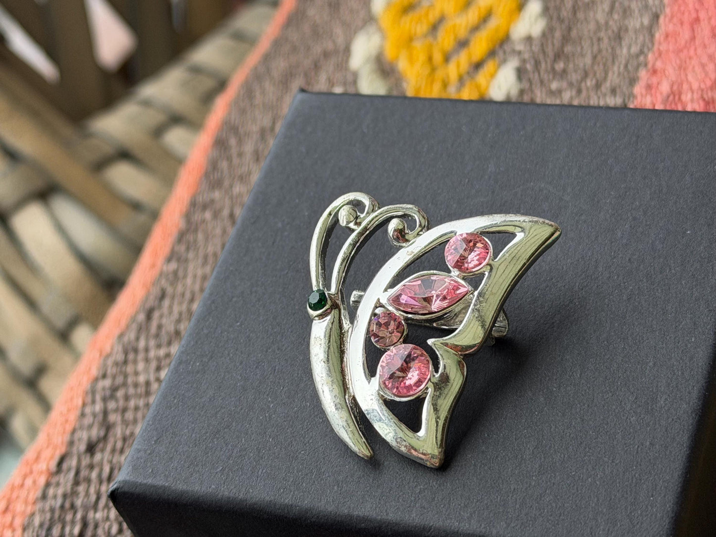 Pink butterfly brooch, vintage brooch, vintage jewellery, retro jewellery, eco friendly gift for her, ethical jewellery, butterfly jewellery