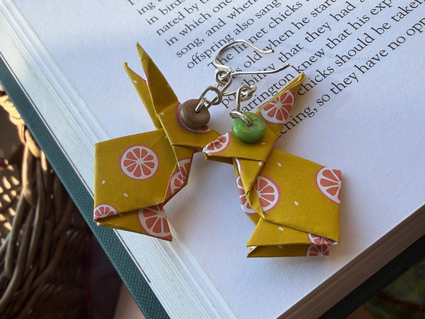 Rabbit origami earrings on recycled sterling silver. Eco friendly jewellery. Rabbit earrings. Handmade rabbit jewellery. Rabbits on silver
