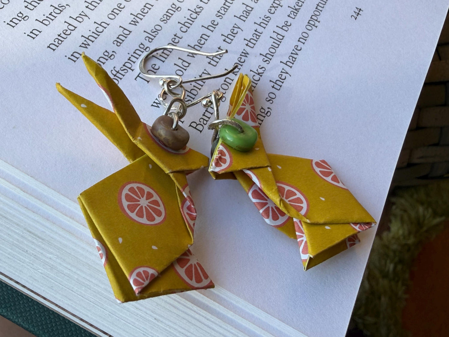 Rabbit origami earrings on recycled sterling silver. Eco friendly jewellery. Rabbit earrings. Handmade rabbit jewellery. Rabbits on silver