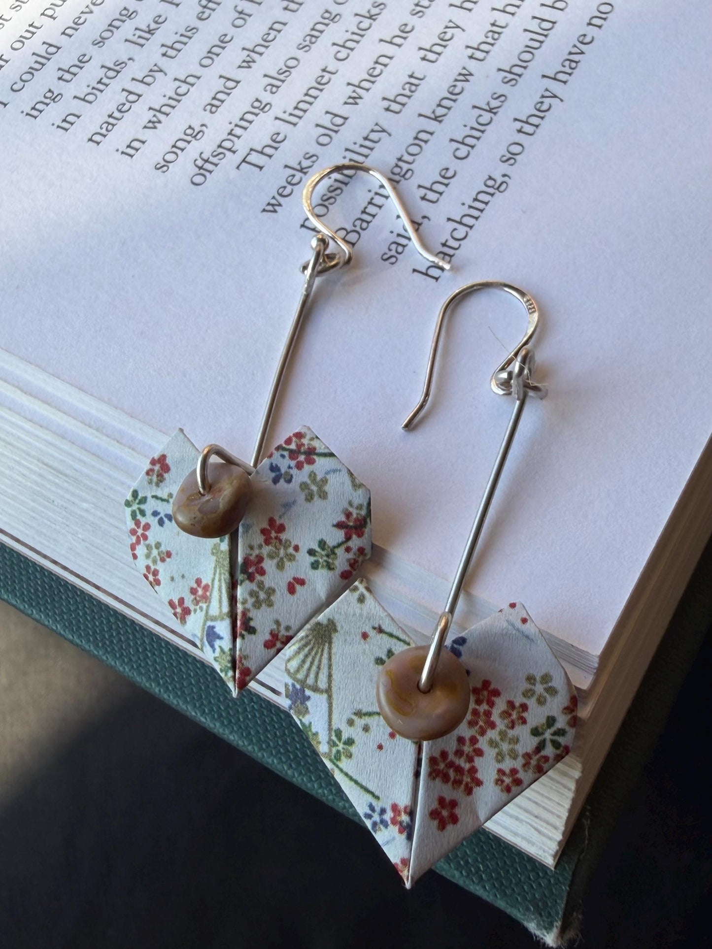Heart origami earrings on recycled sterling silver. Eco friendly jewellery. Heart earrings. Handmade heart jewellery. White hearts on silver
