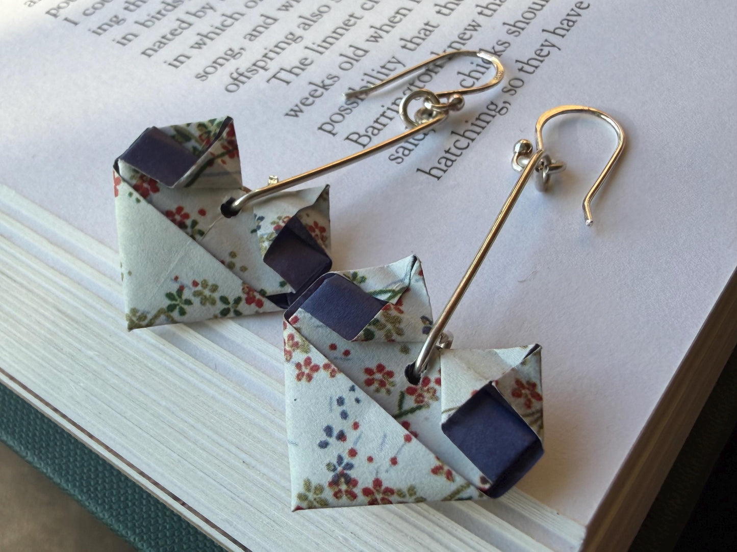 Heart origami earrings on recycled sterling silver. Eco friendly jewellery. Heart earrings. Handmade heart jewellery. White hearts on silver