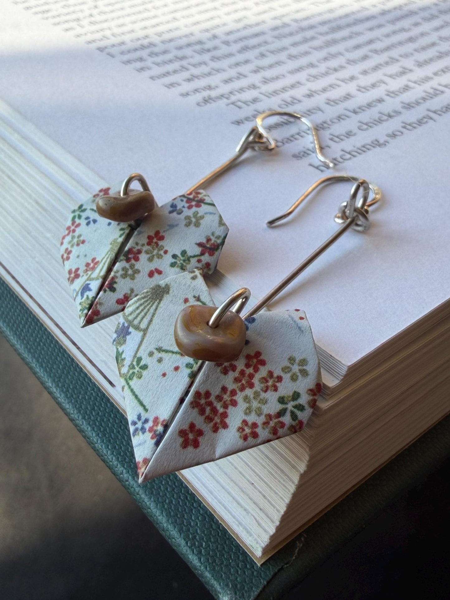 Heart origami earrings on recycled sterling silver. Eco friendly jewellery. Heart earrings. Handmade heart jewellery. White hearts on silver