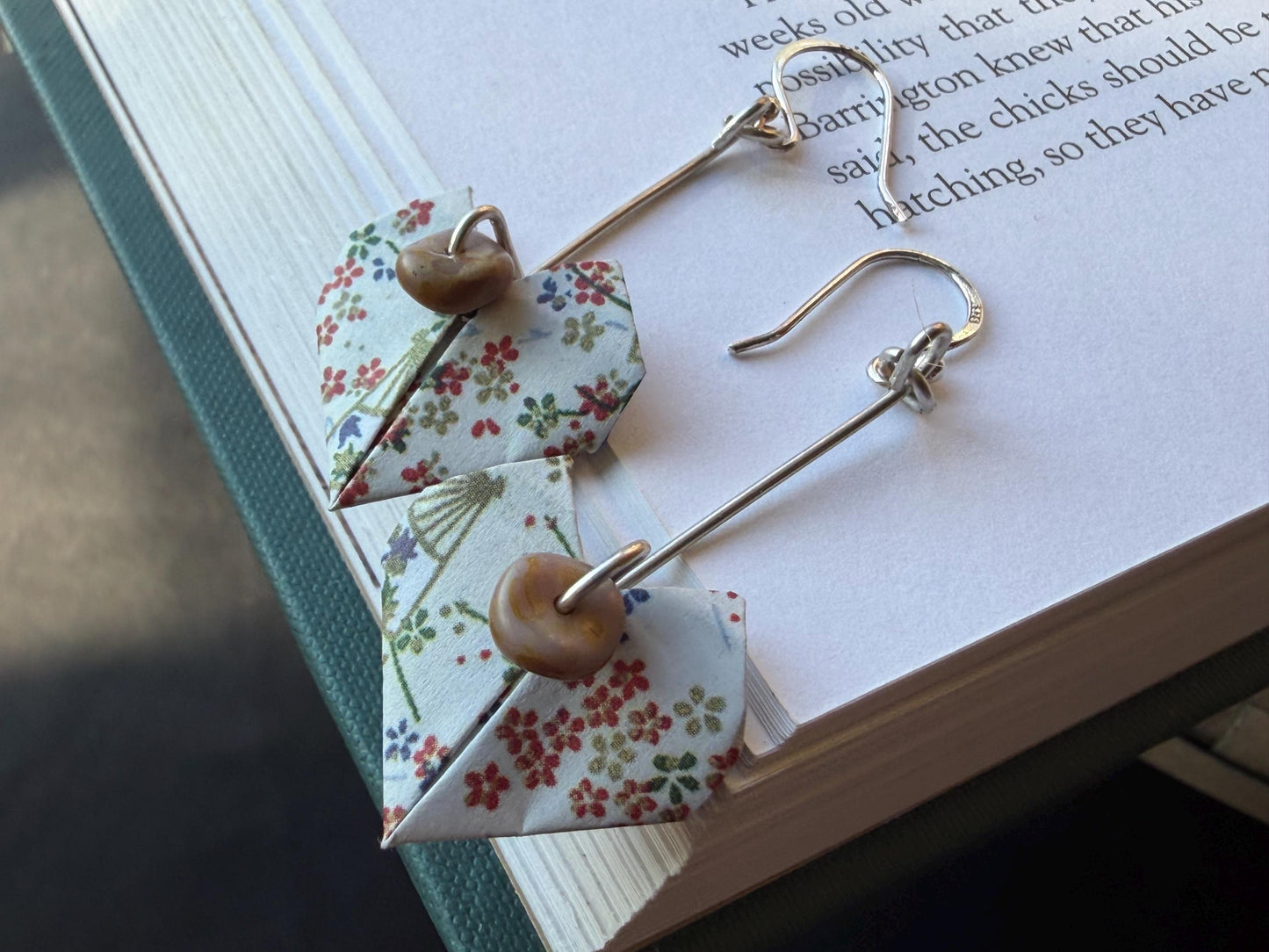 Heart origami earrings on recycled sterling silver. Eco friendly jewellery. Heart earrings. Handmade heart jewellery. White hearts on silver
