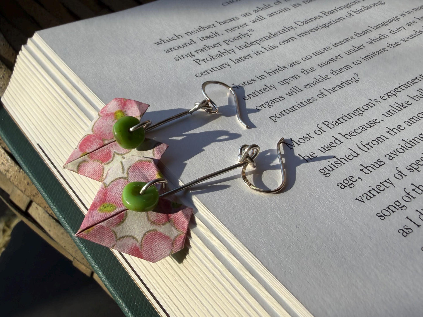 Heart origami earrings on recycled sterling silver. Eco friendly jewellery. Heart earrings. Handmade heart jewellery. PInk hearts on silver