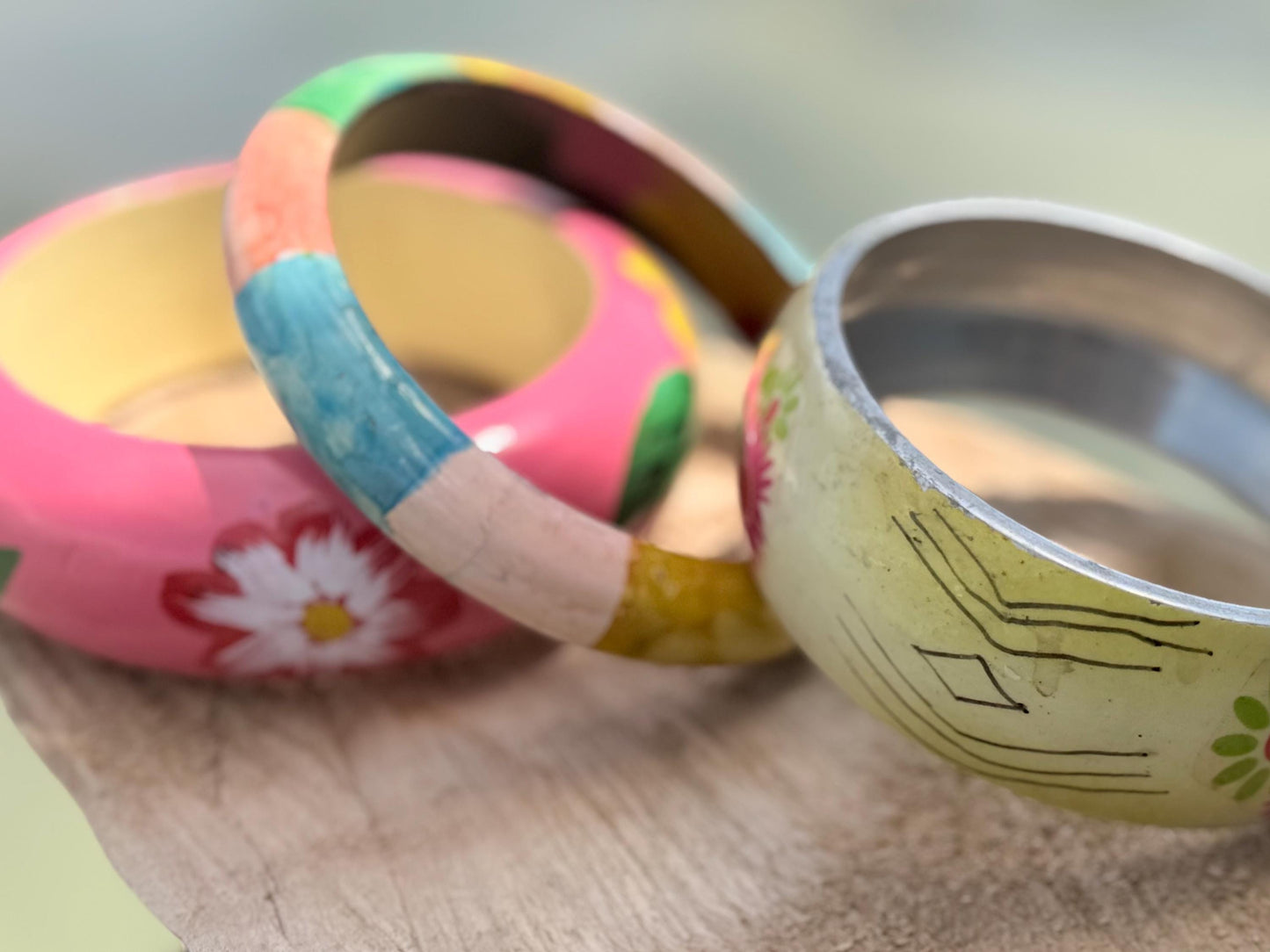 Vintage bracelets, boho bracelets, Hippy bracelets, gift for her, wooden bangles, vintage bangles, vintage bracelets. Eco friendly jewellery