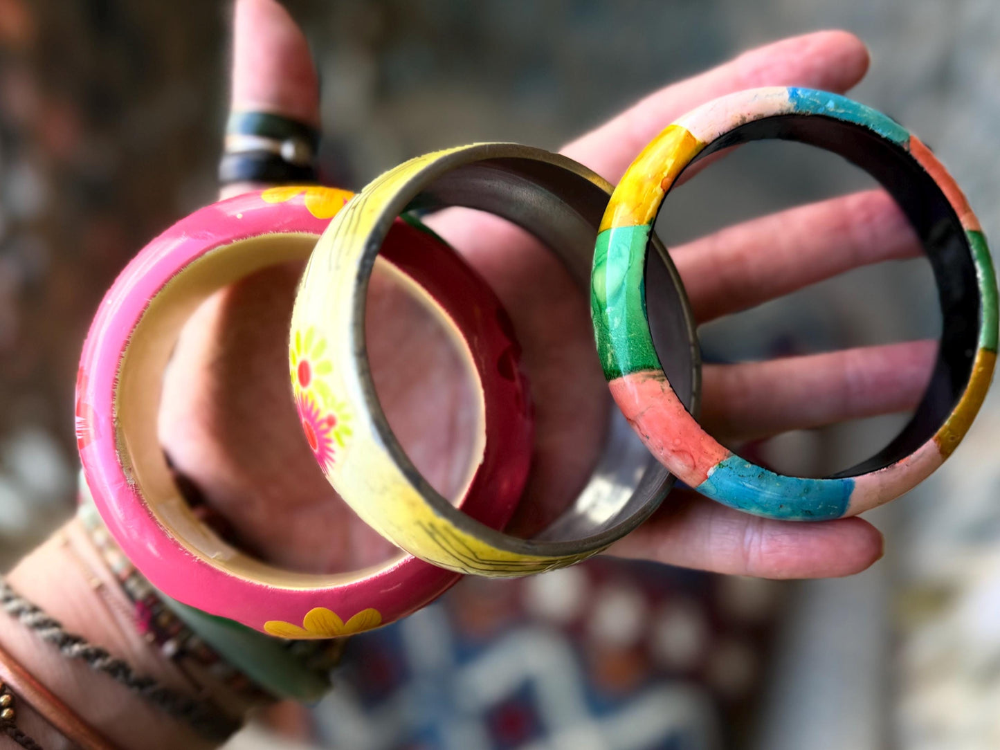 Vintage bracelets, boho bracelets, Hippy bracelets, gift for her, wooden bangles, vintage bangles, vintage bracelets. Eco friendly jewellery