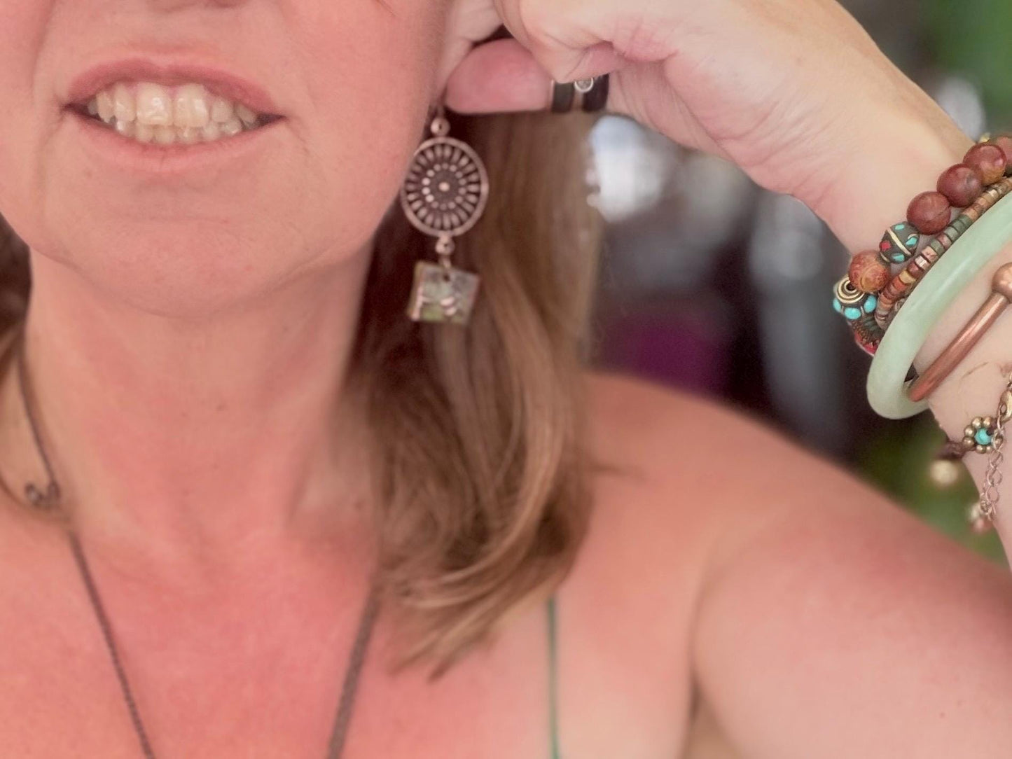 Handmade earrings using Sussex clay. Unique jewellery, ceramic earrings, boho jewellery, boho earrings, unique earrings, unique gift for her