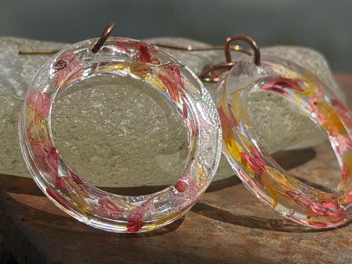 Rose and chamomile flower earrings, homemade earrings, light earrings, boho earrings, unique earrings, handmade earrings, unique jewellery