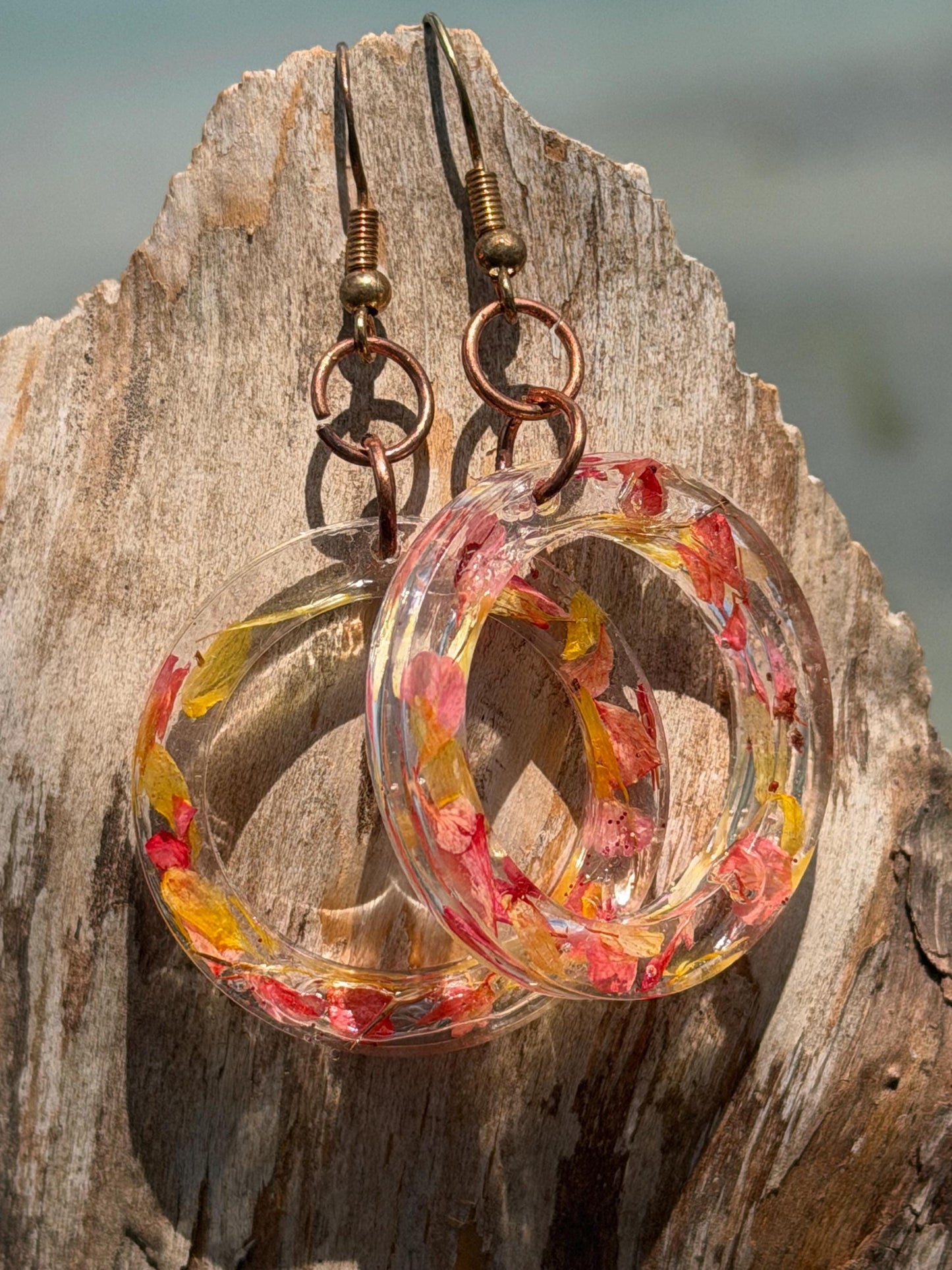 Rose and chamomile flower earrings, homemade earrings, light earrings, boho earrings, unique earrings, handmade earrings, unique jewellery