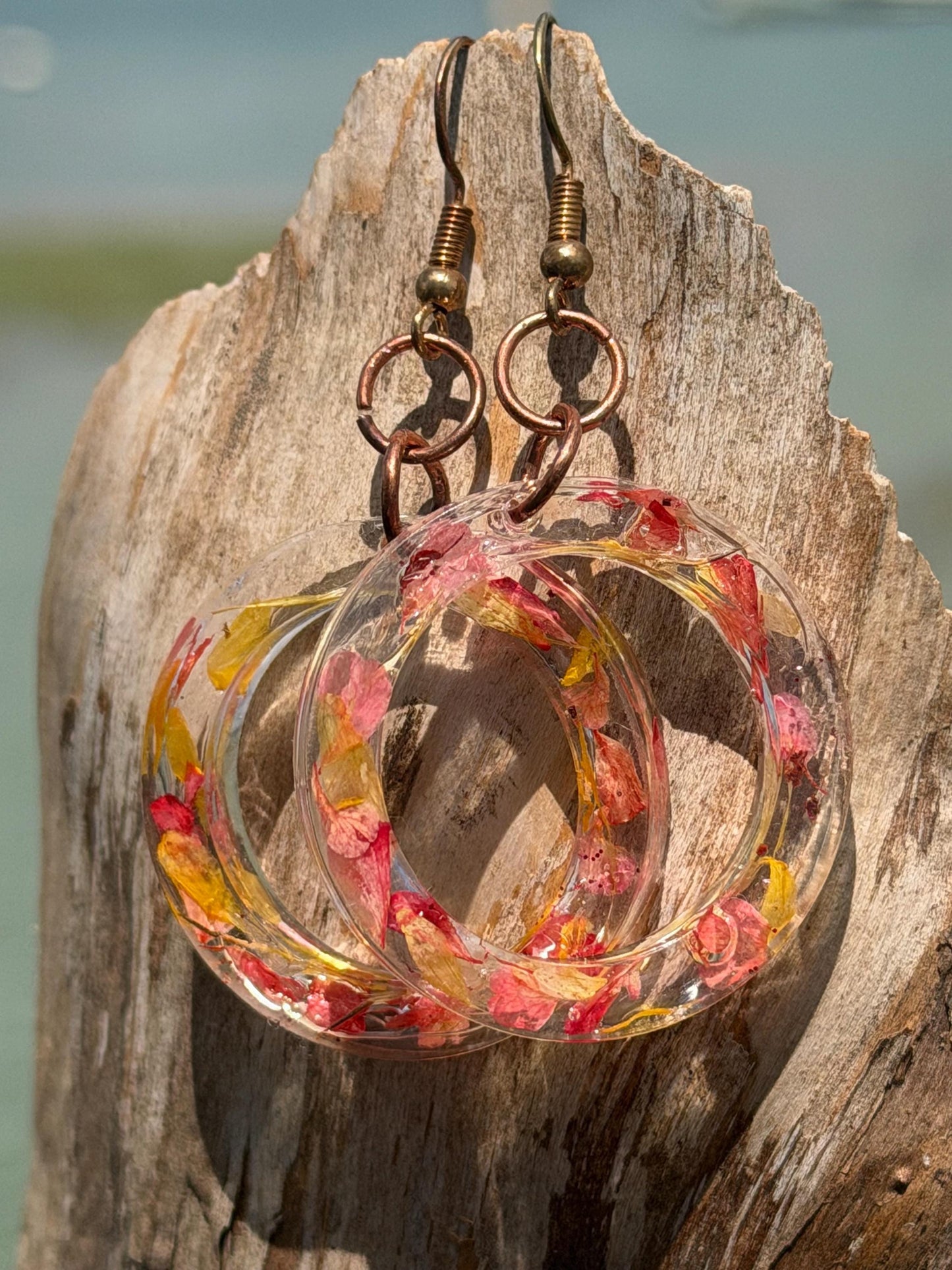 Rose and chamomile flower earrings, homemade earrings, light earrings, boho earrings, unique earrings, handmade earrings, unique jewellery