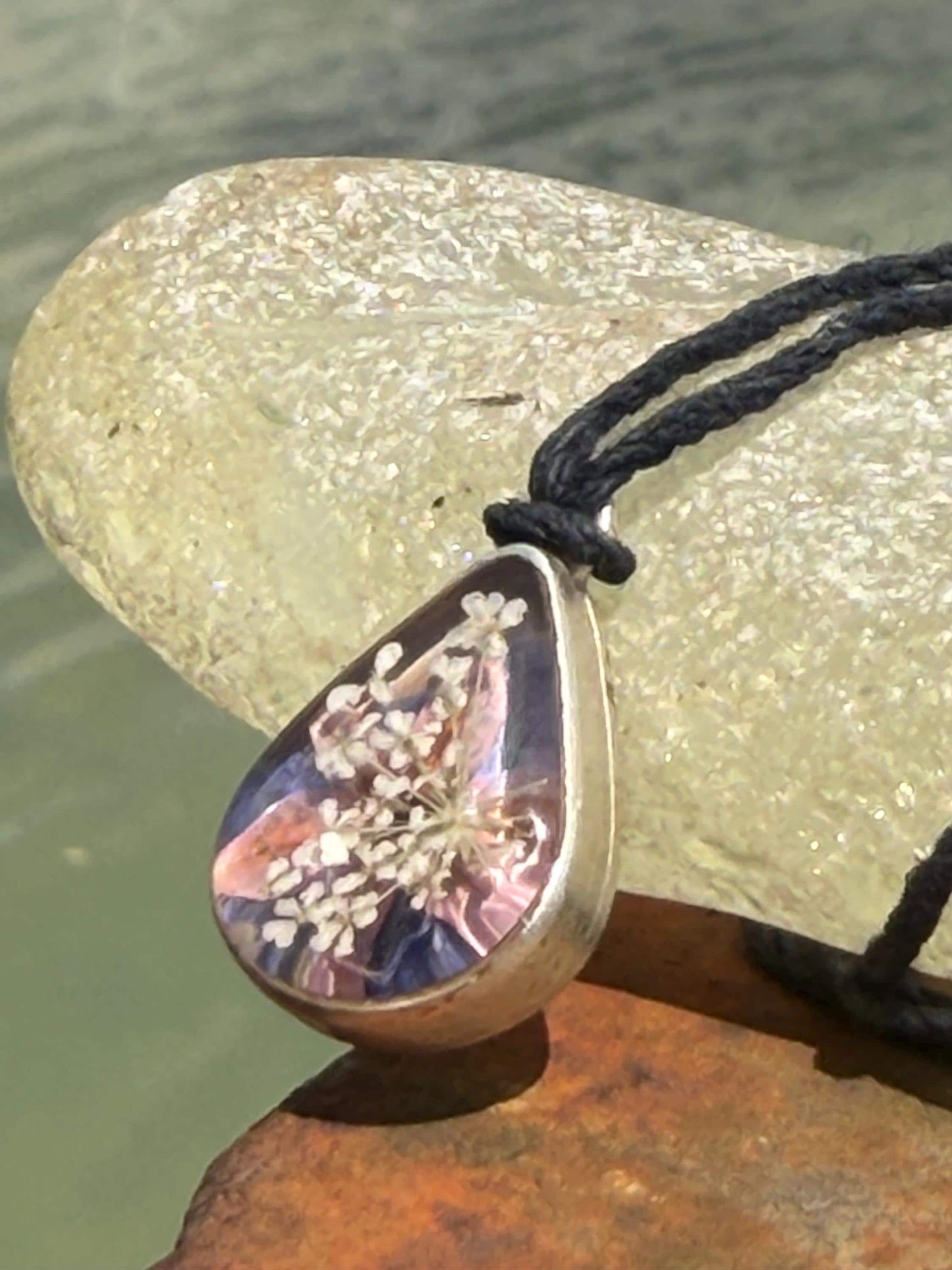 Wild carrot flower necklace, romantic necklace, ethical jewellery, unusual birthday gift for her, unique necklace, unusual gardeners gift