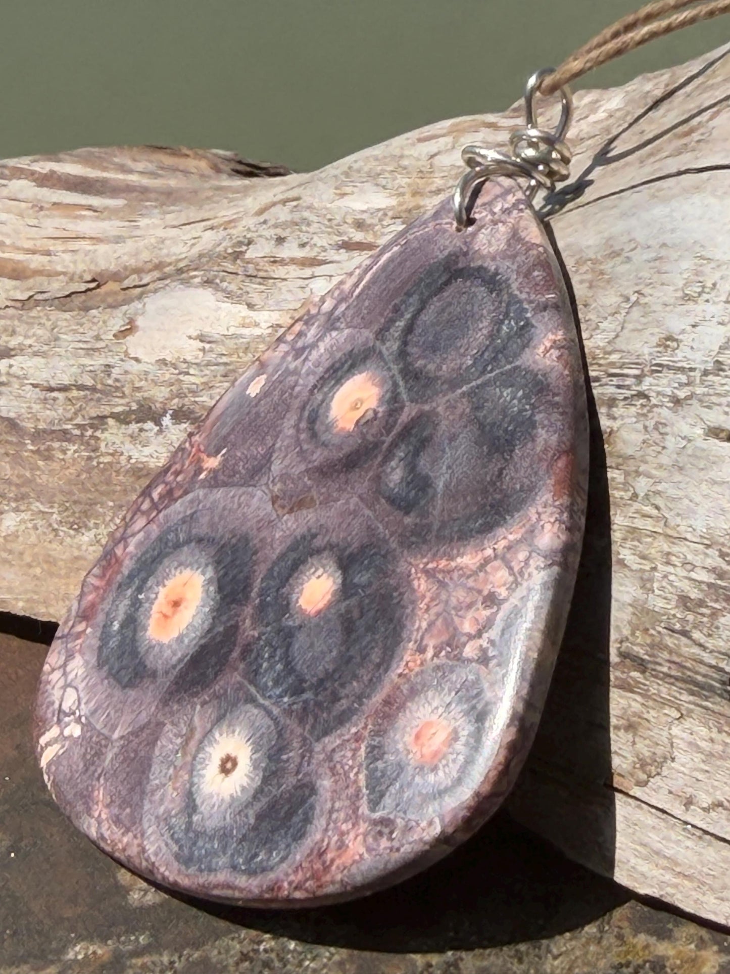 Ethically sourced leopardskin jasper necklace. Large! Handmade jewellery, gift for him, gift for her. Ethical jewellery. Unusual gemstone