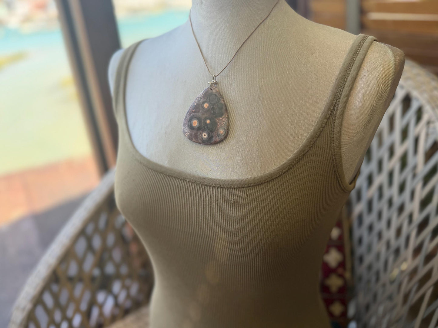 Ethically sourced leopardskin jasper necklace. Large! Handmade jewellery, gift for him, gift for her. Ethical jewellery. Unusual gemstone