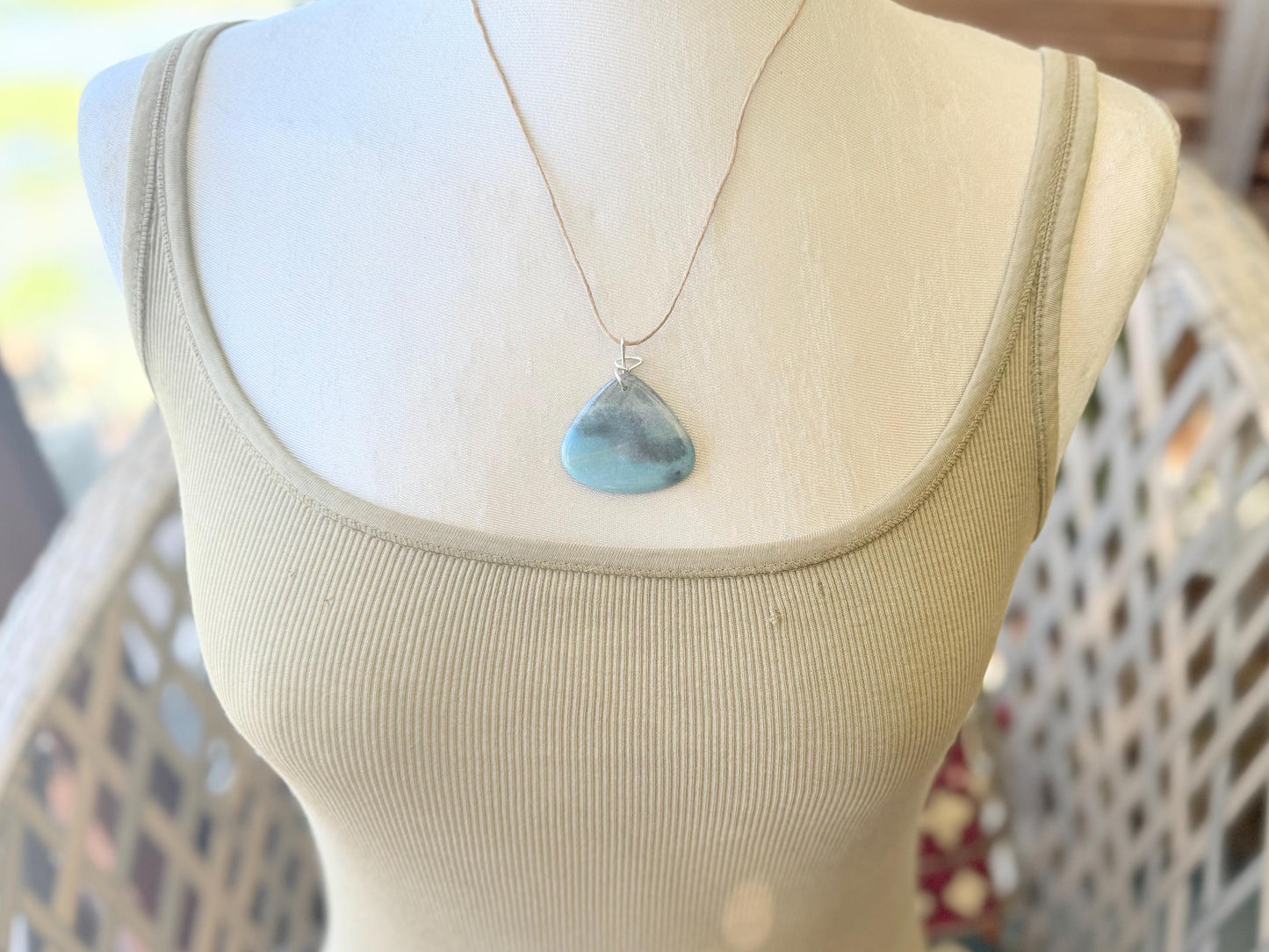 Ethically sourced trolleite gemstone necklace. Handmade unusual jewellery, gift for him, gift for her. Ethical jewellery. Unusual gemstone