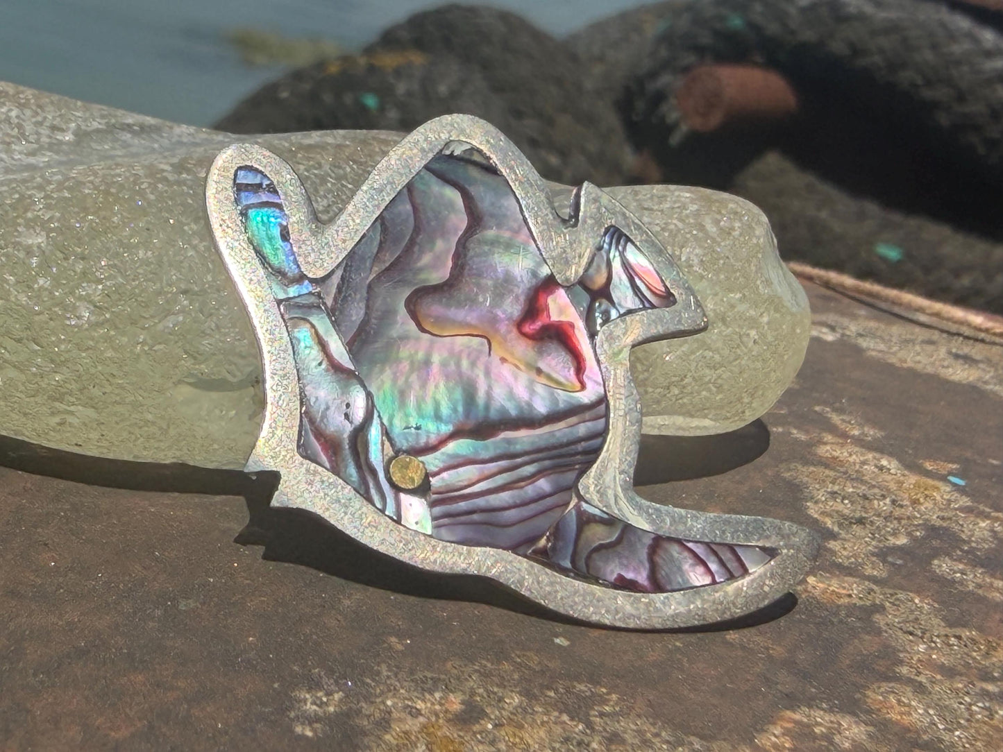 Vintage fish brooch. Stunning Abalone brooch. Eco friendly jewellery. Unusual ethical jewellery. Abalone jewellery. Unusual brooches.