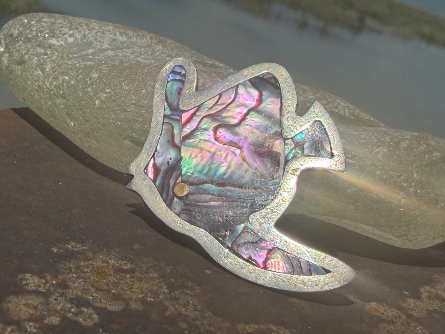 Vintage fish brooch. Stunning Abalone brooch. Eco friendly jewellery. Unusual ethical jewellery. Abalone jewellery. Unusual brooches.