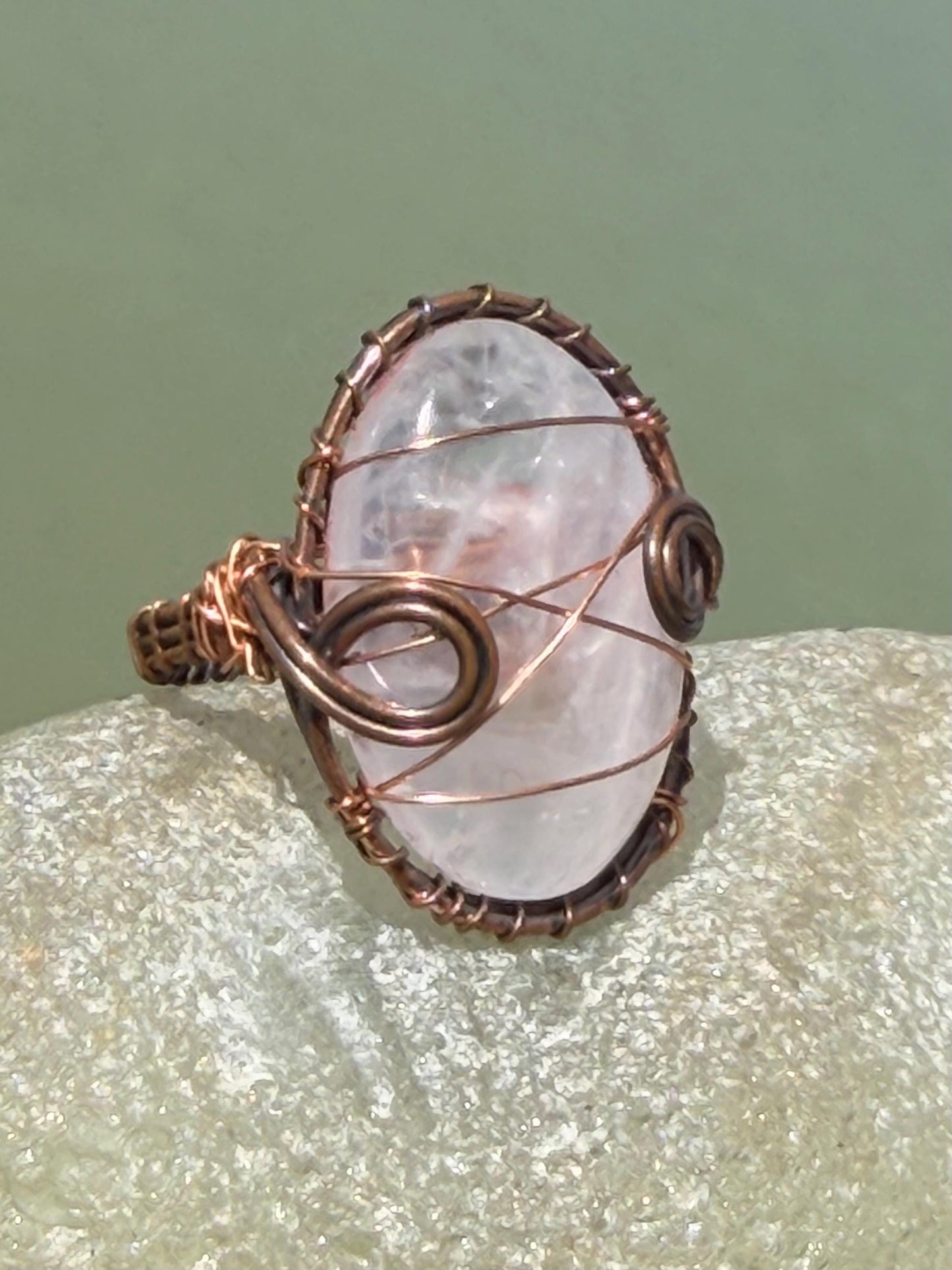 Ethically sourced rose quartz ring. Unique gift for her, romantic gift, pink gemstone ring, ethical jewellery, handmade ring, boho ring