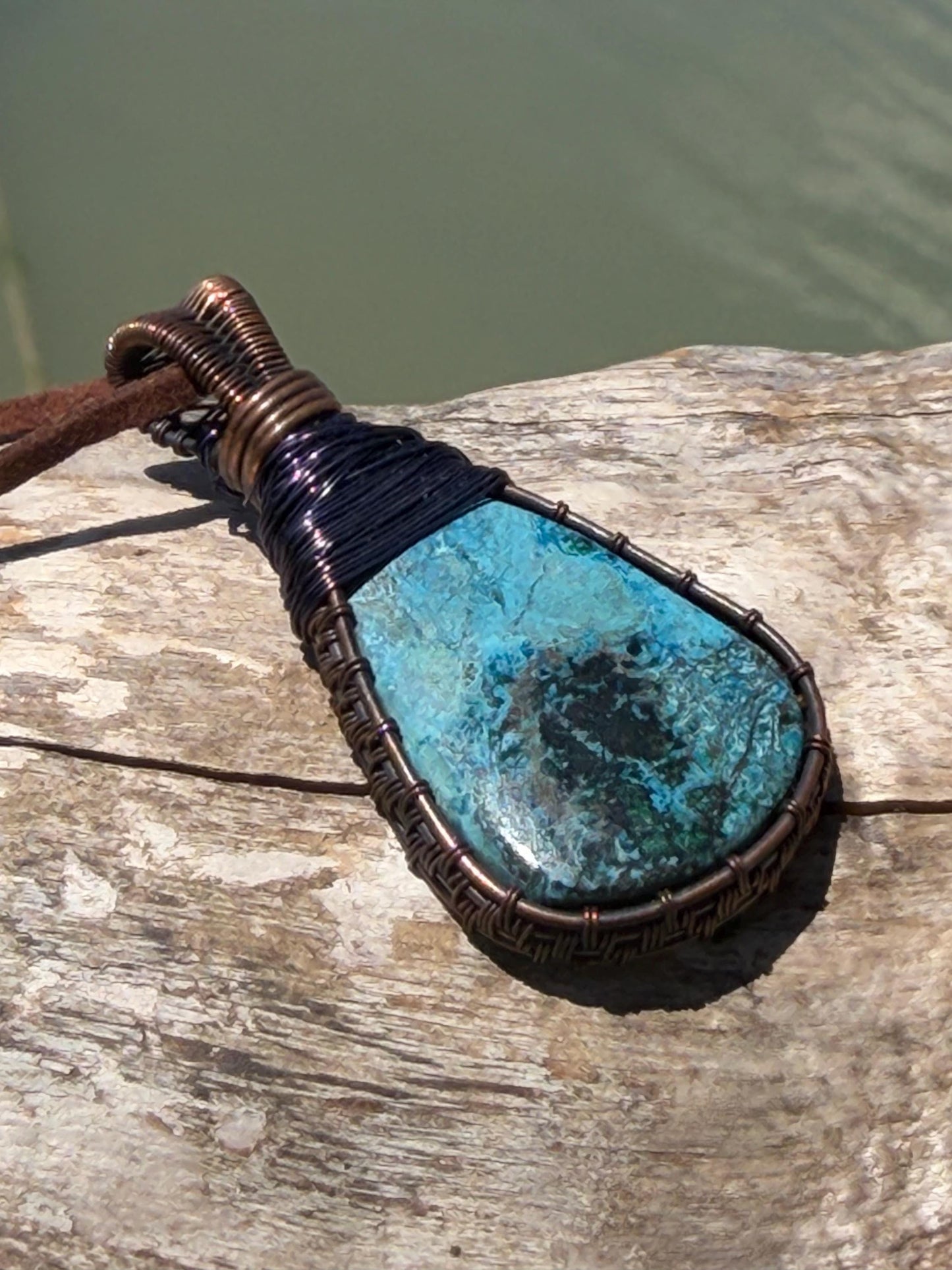 Chrysocolla Malachite necklace, ethical jewellery, bohemian necklace, unusual jewellery, Chrysocolla pendant, blue gemstone necklace