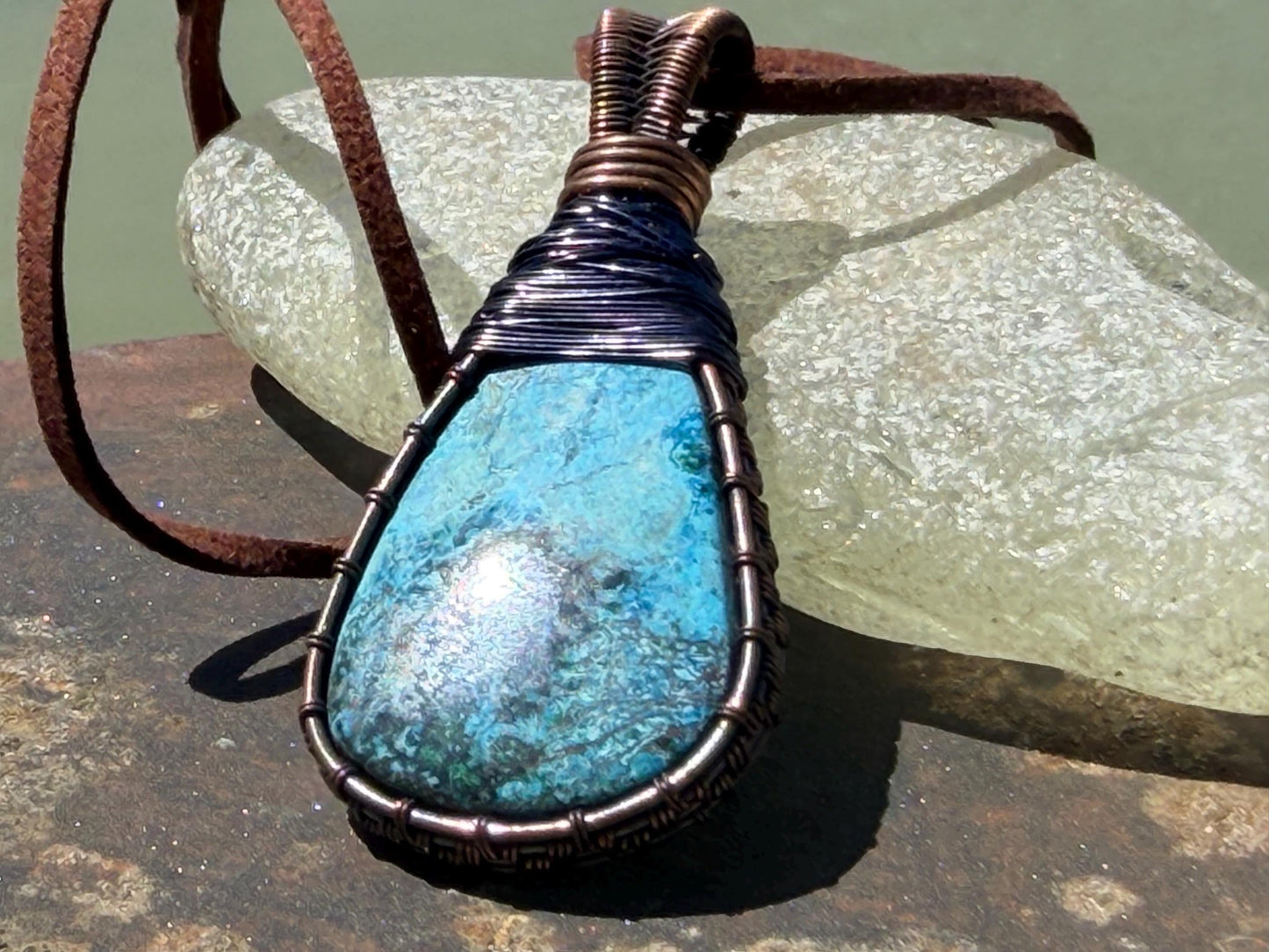 Chrysocolla Malachite necklace, ethical jewellery, bohemian necklace, unusual jewellery, Chrysocolla pendant, blue gemstone necklace
