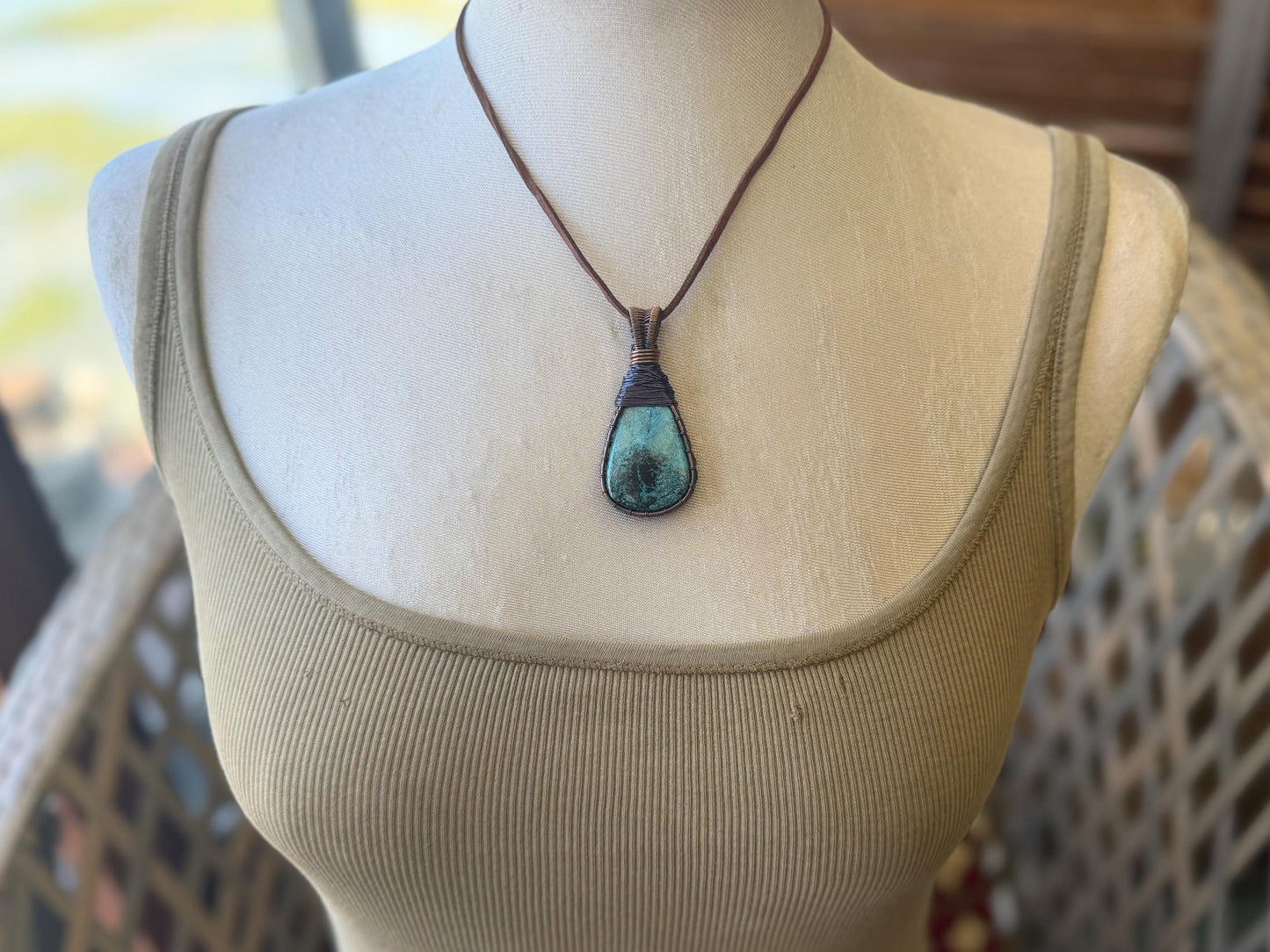 Chrysocolla Malachite necklace, ethical jewellery, bohemian necklace, unusual jewellery, Chrysocolla pendant, blue gemstone necklace