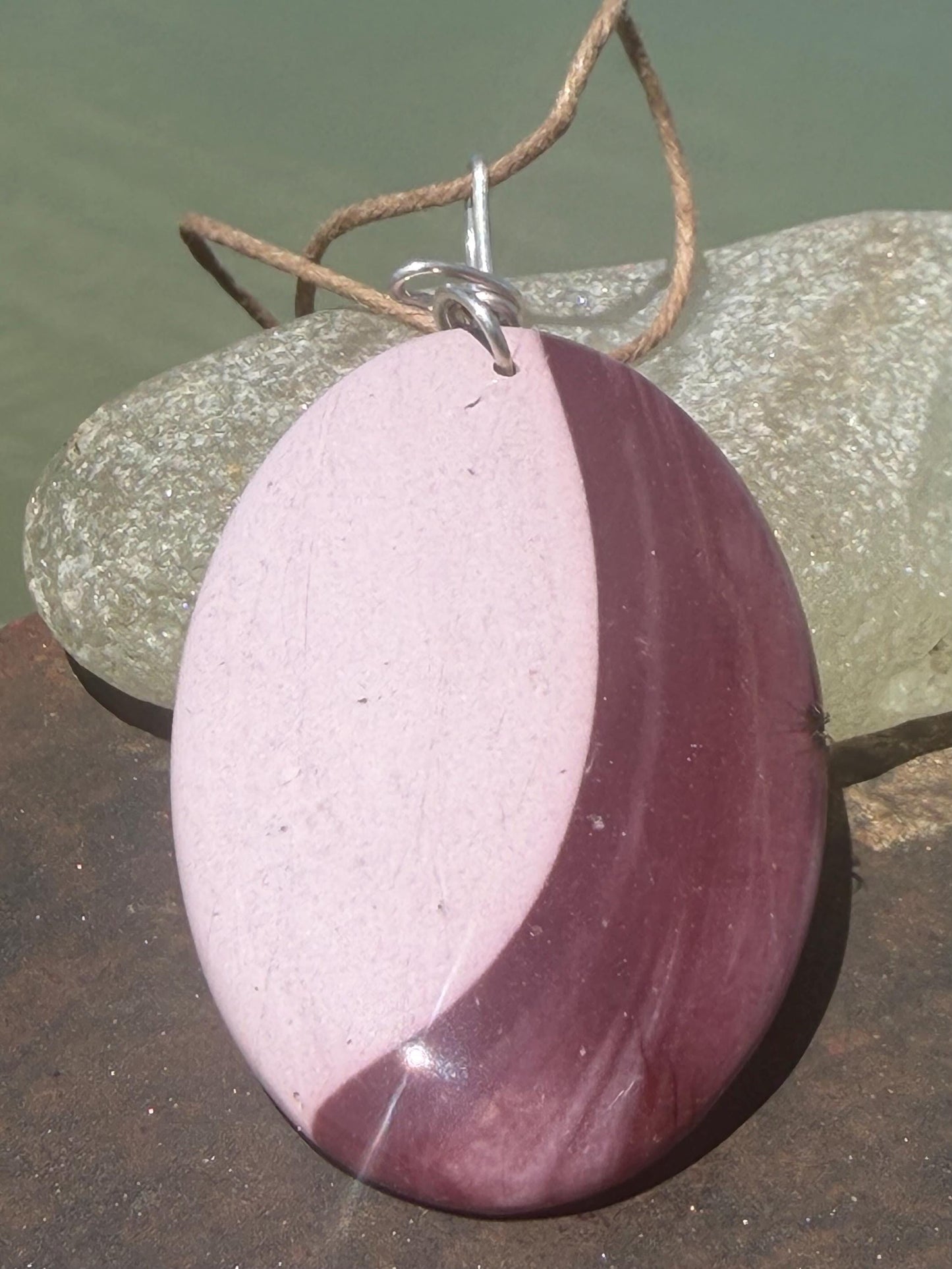 Ethically sourced mookite gemstone necklace. Handmade unusual jewellery, gift for him, gift for her. Ethical jewellery. Unusual gemstone