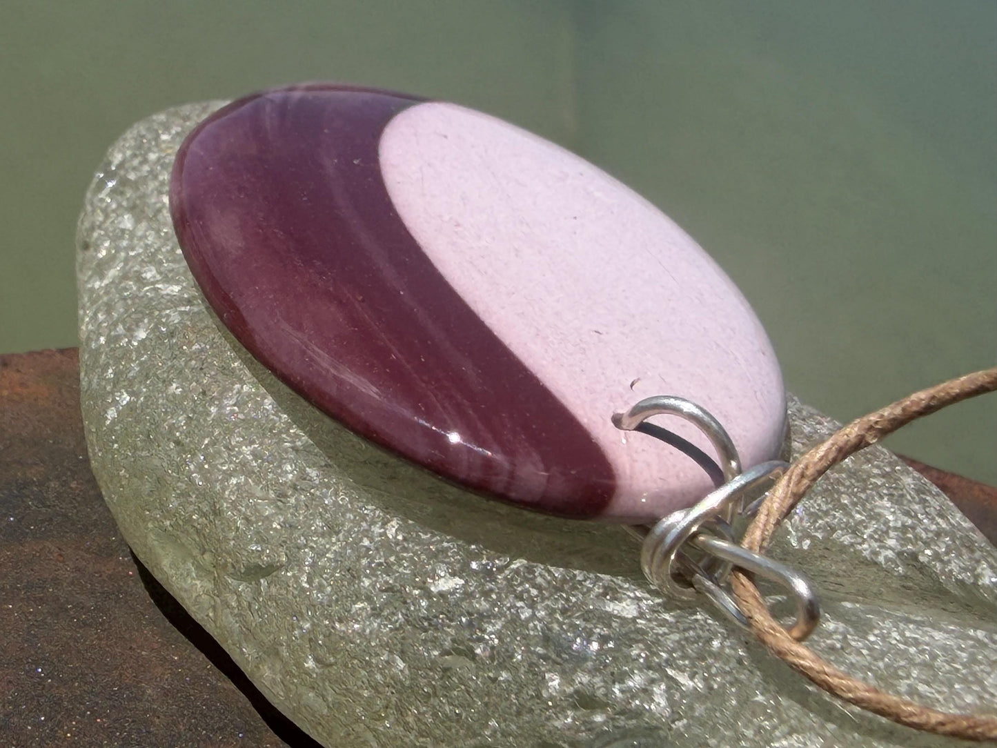 Ethically sourced mookite gemstone necklace. Handmade unusual jewellery, gift for him, gift for her. Ethical jewellery. Unusual gemstone