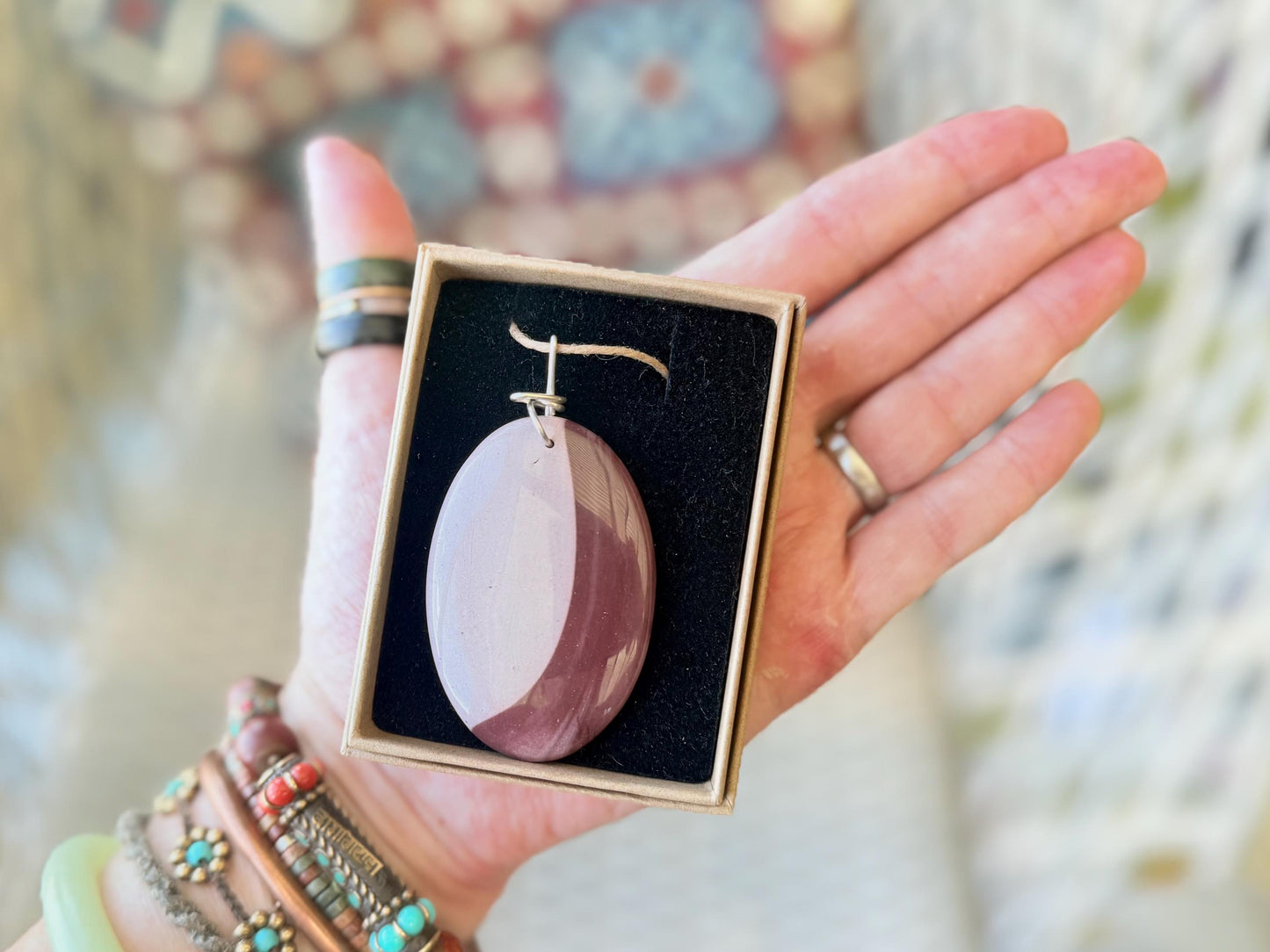 Ethically sourced mookite gemstone necklace. Handmade unusual jewellery, gift for him, gift for her. Ethical jewellery. Unusual gemstone