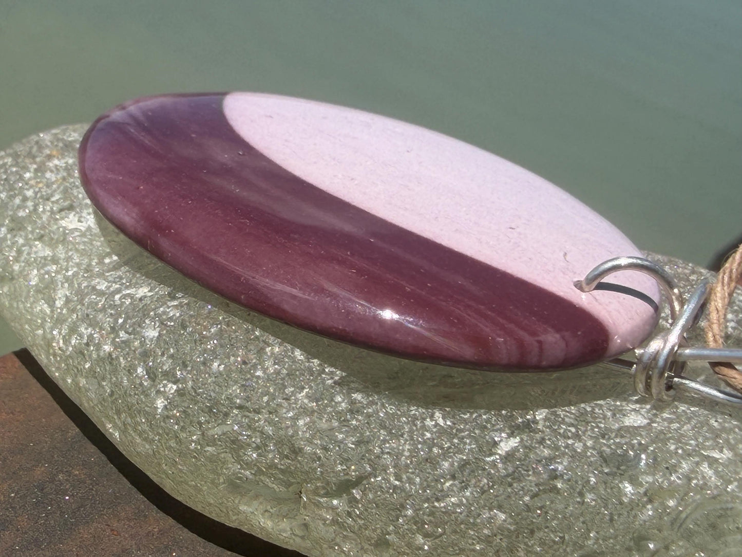 Ethically sourced mookite gemstone necklace. Handmade unusual jewellery, gift for him, gift for her. Ethical jewellery. Unusual gemstone