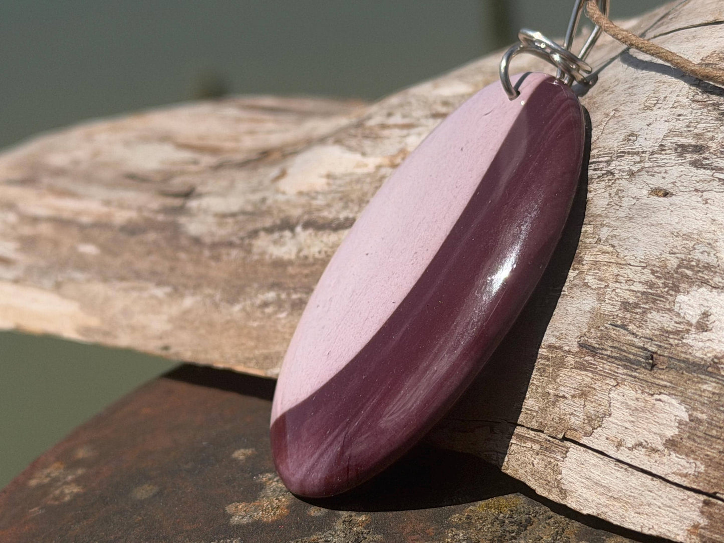 Ethically sourced mookite gemstone necklace. Handmade unusual jewellery, gift for him, gift for her. Ethical jewellery. Unusual gemstone