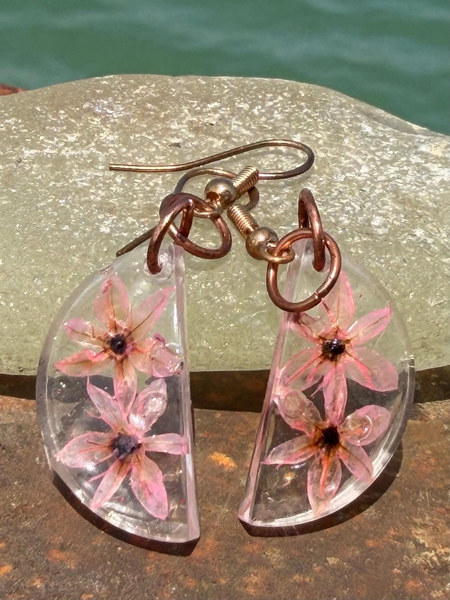Garlic flower earrings :) Pink flower earrings, unique gift for her. Unique pink handmade jewellery, gift for garlic lover, gift for cook