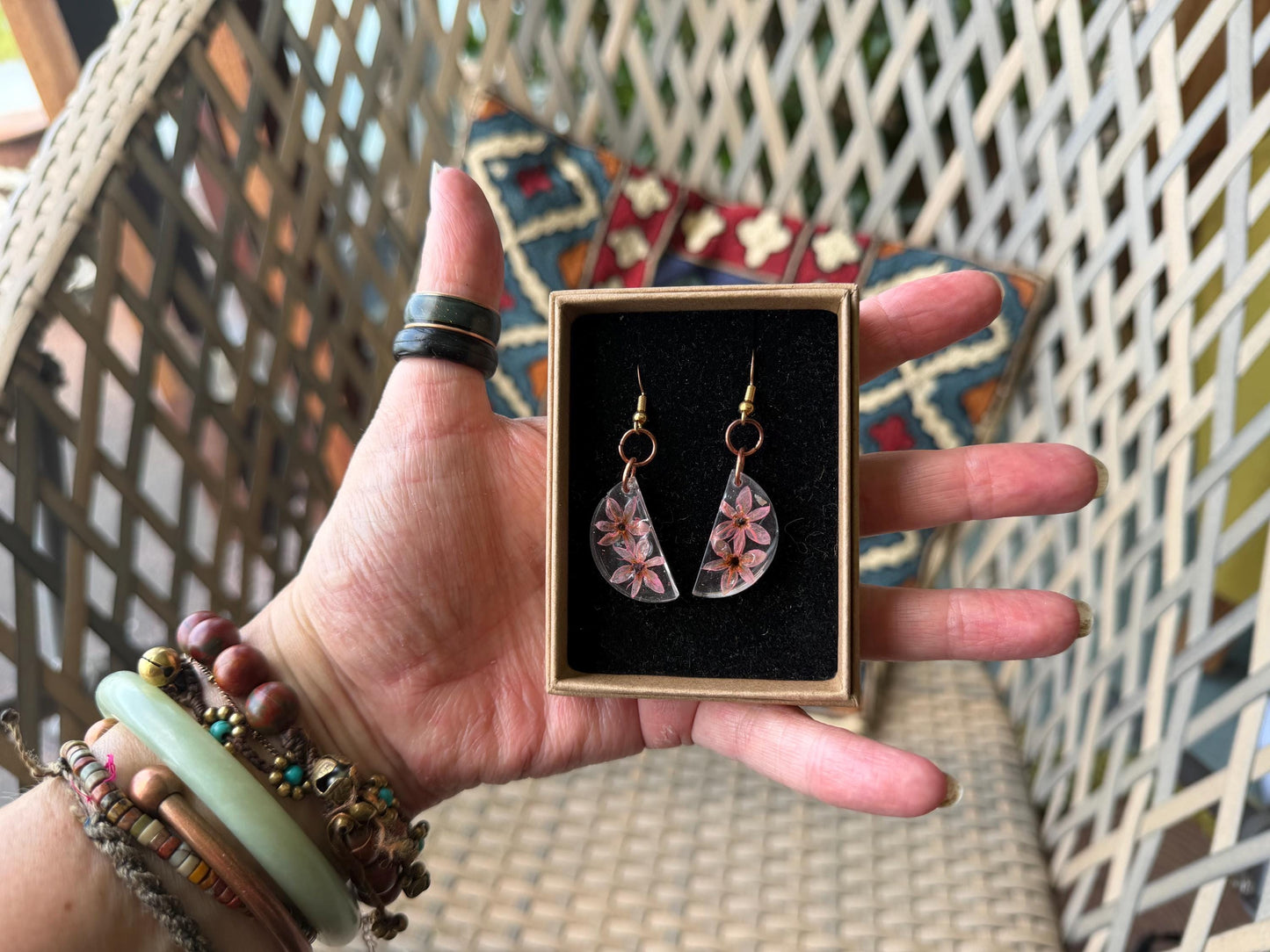 Garlic flower earrings :) Pink flower earrings, unique gift for her. Unique pink handmade jewellery, gift for garlic lover, gift for cook