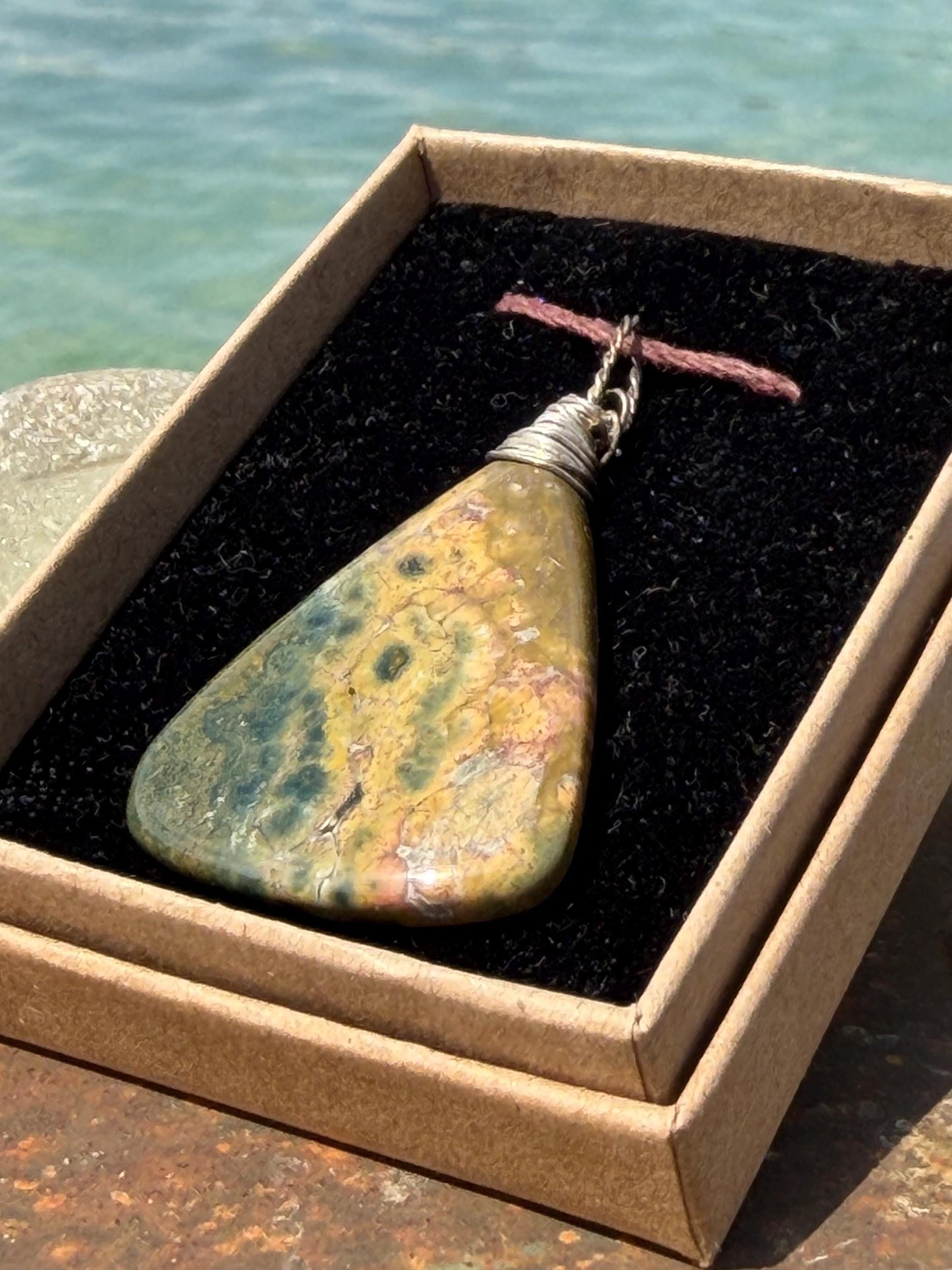 Ocean Jasper necklace. Handmade and unusual necklace. Sustainable unique jewellery. Unusial boho necklace, eco friendly jewellery.