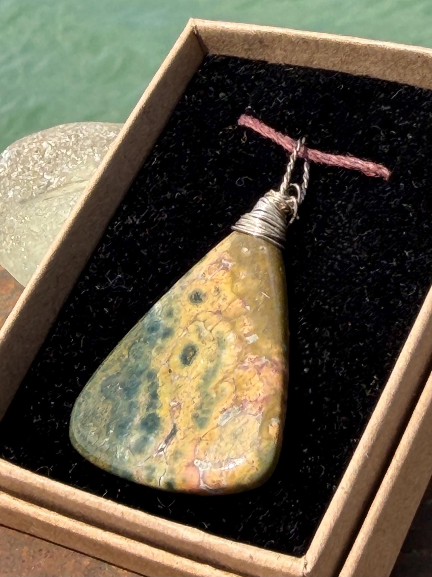 Ocean Jasper necklace. Handmade and unusual necklace. Sustainable unique jewellery. Unusial boho necklace, eco friendly jewellery.