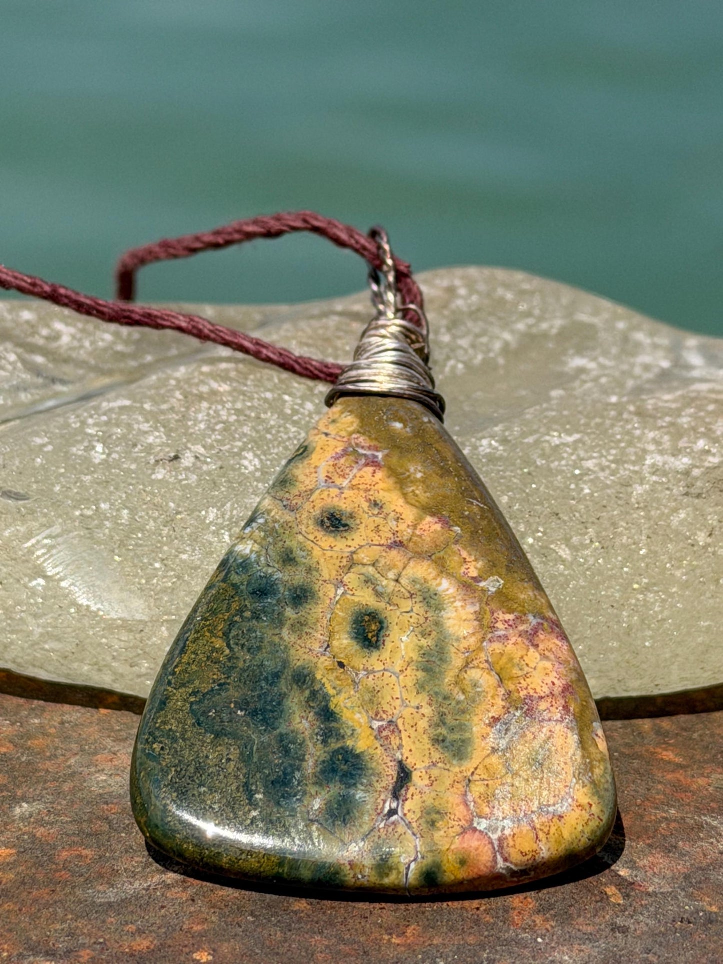 Ocean Jasper necklace. Handmade and unusual necklace. Sustainable unique jewellery. Unusial boho necklace, eco friendly jewellery.