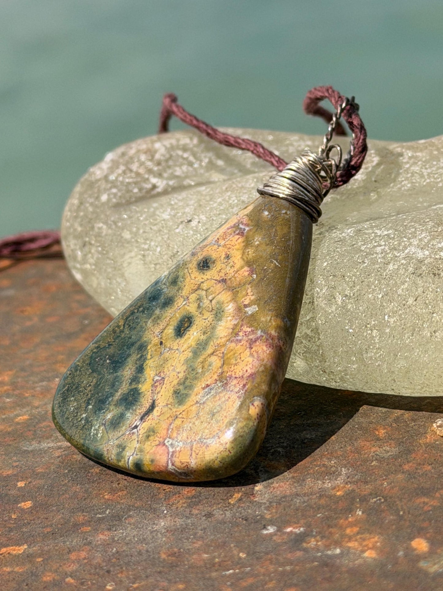 Ocean Jasper necklace. Handmade and unusual necklace. Sustainable unique jewellery. Unusial boho necklace, eco friendly jewellery.