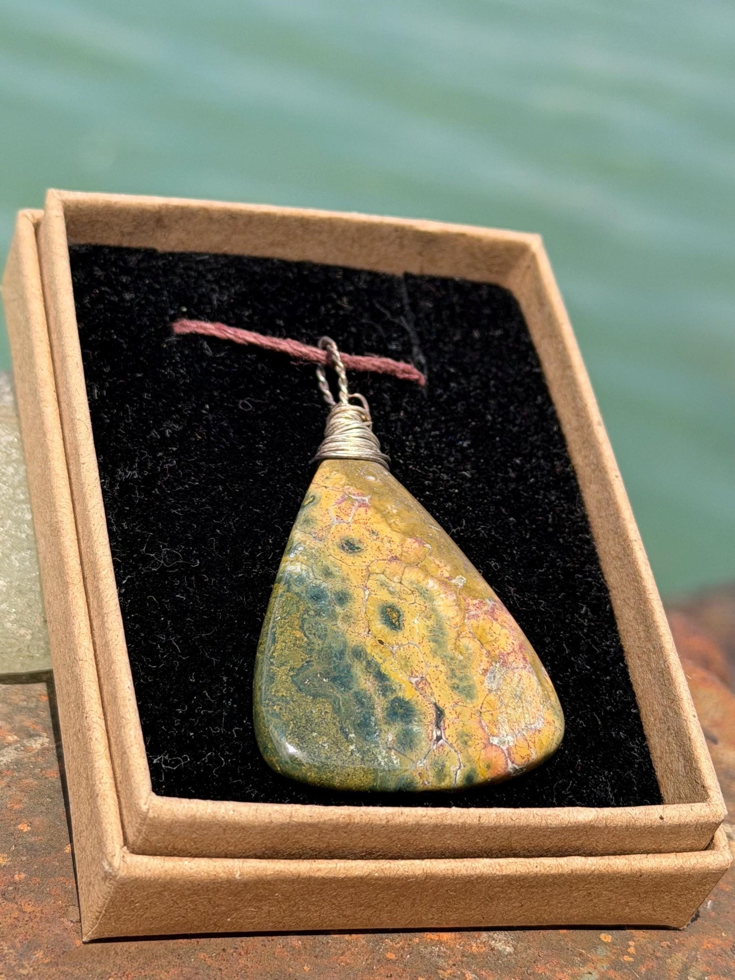 Ocean Jasper necklace. Handmade and unusual necklace. Sustainable unique jewellery. Unusial boho necklace, eco friendly jewellery.