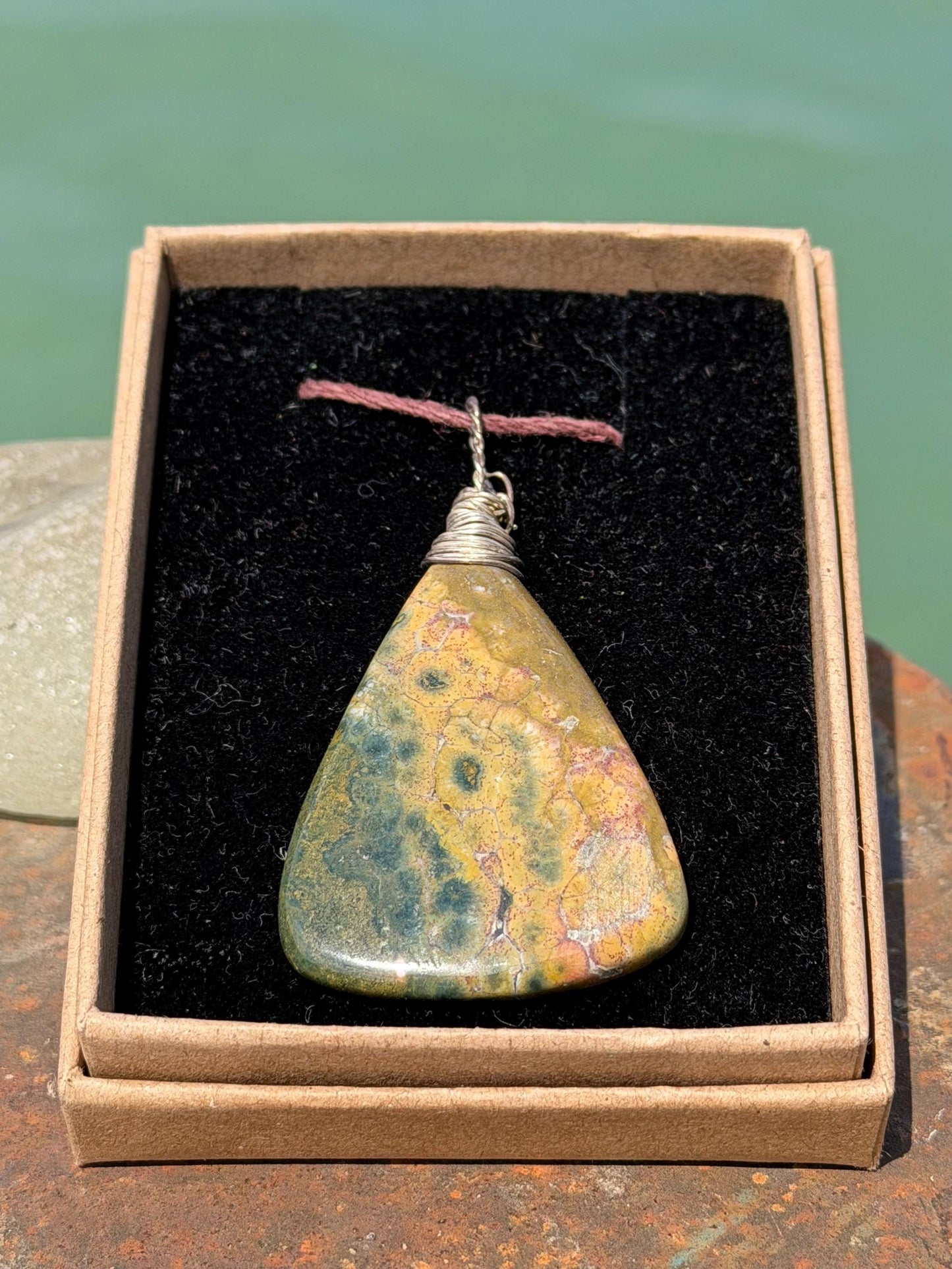 Ocean Jasper necklace. Handmade and unusual necklace. Sustainable unique jewellery. Unusial boho necklace, eco friendly jewellery.