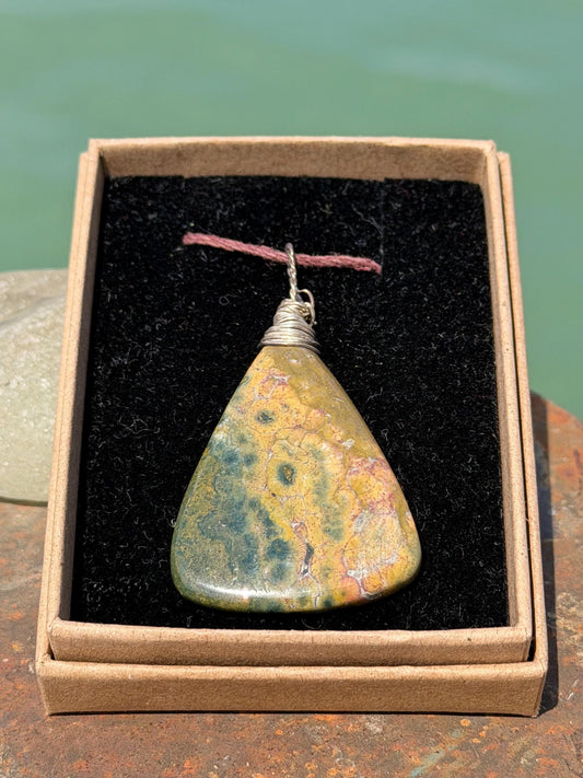 Ocean Jasper necklace. Handmade and unusual necklace. Sustainable unique jewellery. Unusial boho necklace, eco friendly jewellery.