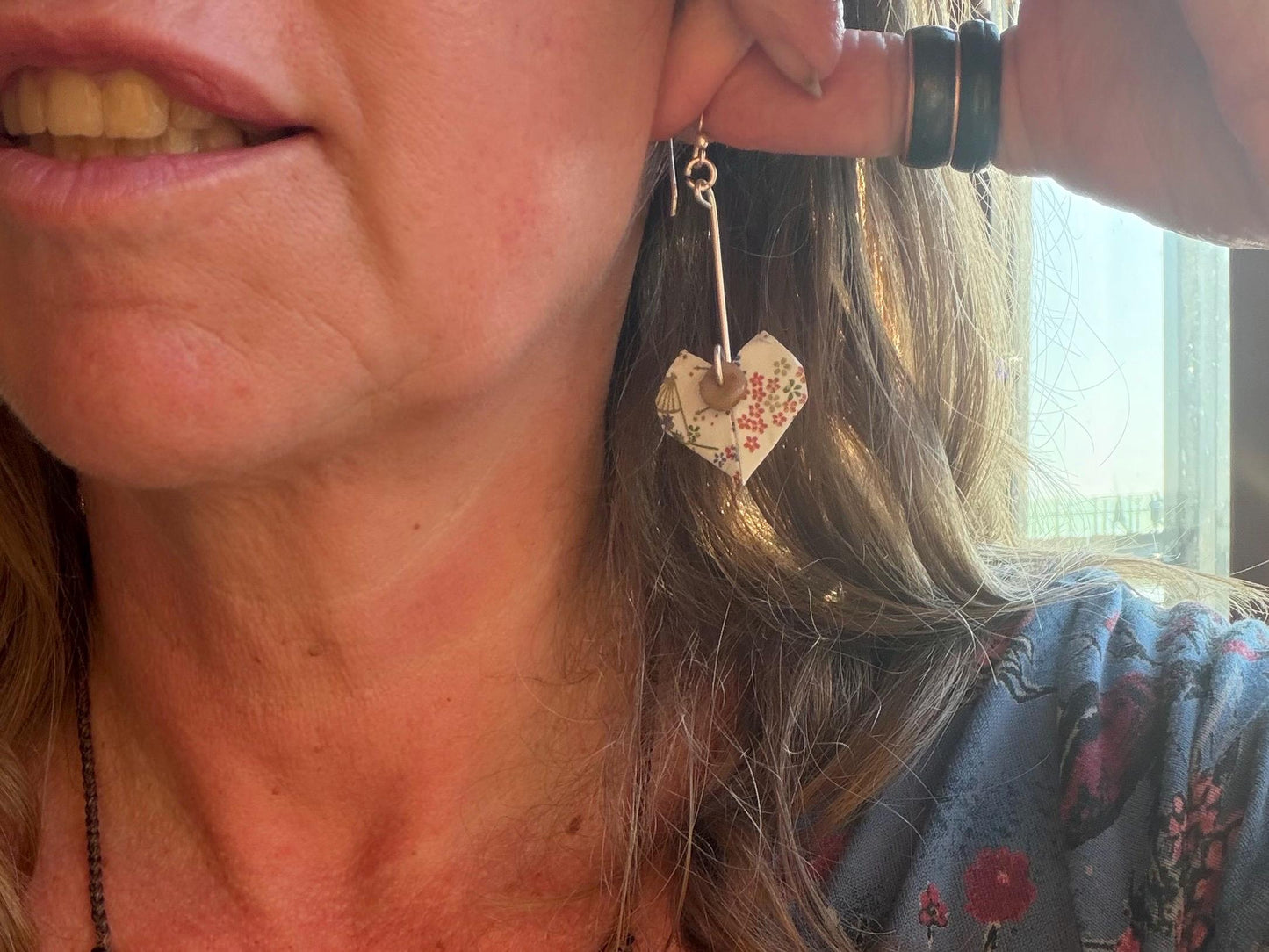 Heart origami earrings on recycled sterling silver. Eco friendly jewellery. Heart earrings. Handmade heart jewellery. White hearts on silver