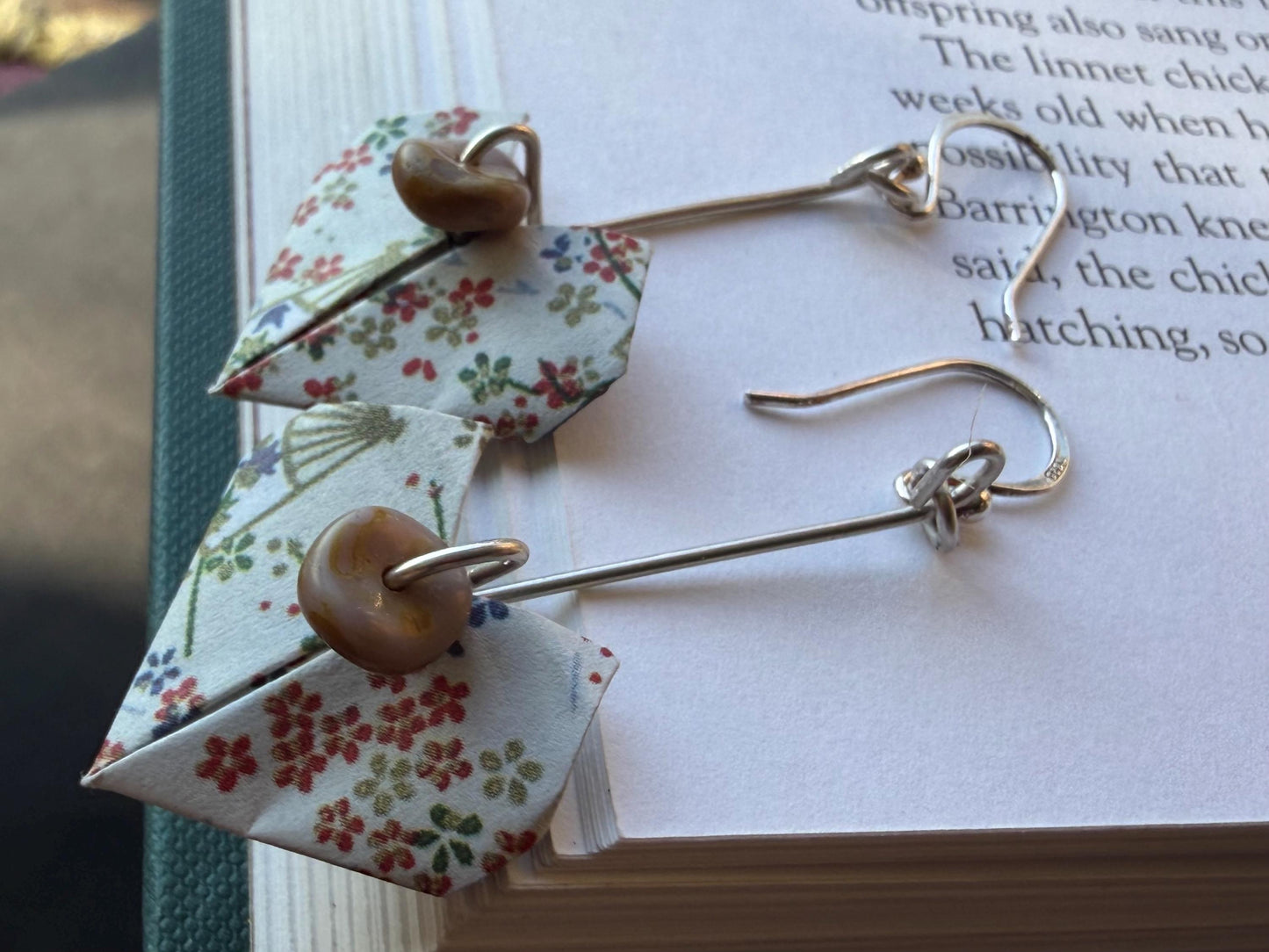 Heart origami earrings on recycled sterling silver. Eco friendly jewellery. Heart earrings. Handmade heart jewellery. White hearts on silver