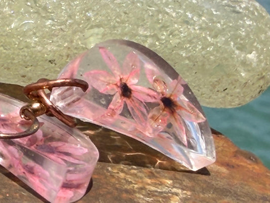 Garlic flower earrings :) Pink flower earrings, unique gift for her. Unique pink handmade jewellery, gift for garlic lover, gift for cook