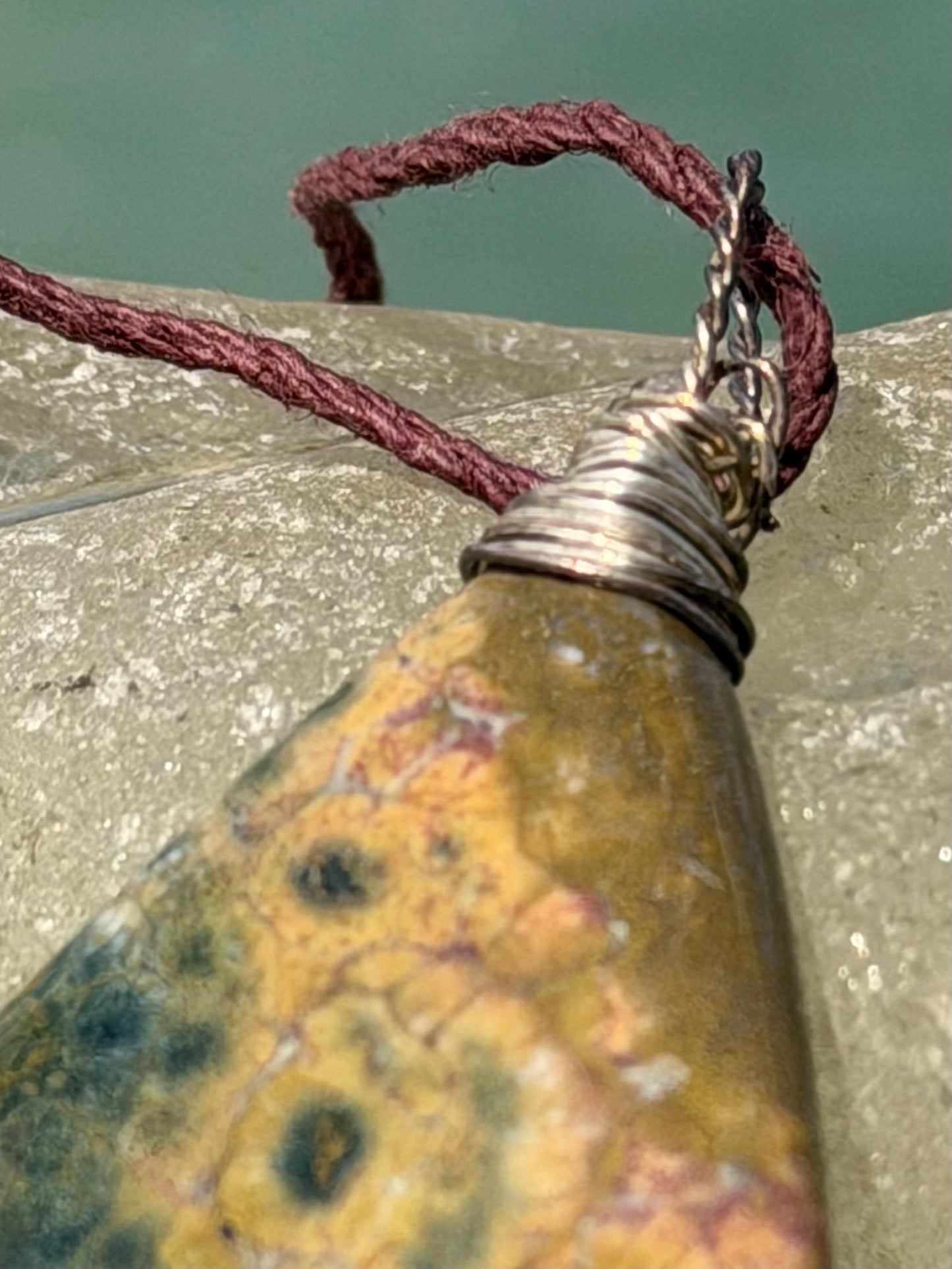 Ocean Jasper necklace. Handmade and unusual necklace. Sustainable unique jewellery. Unusial boho necklace, eco friendly jewellery.