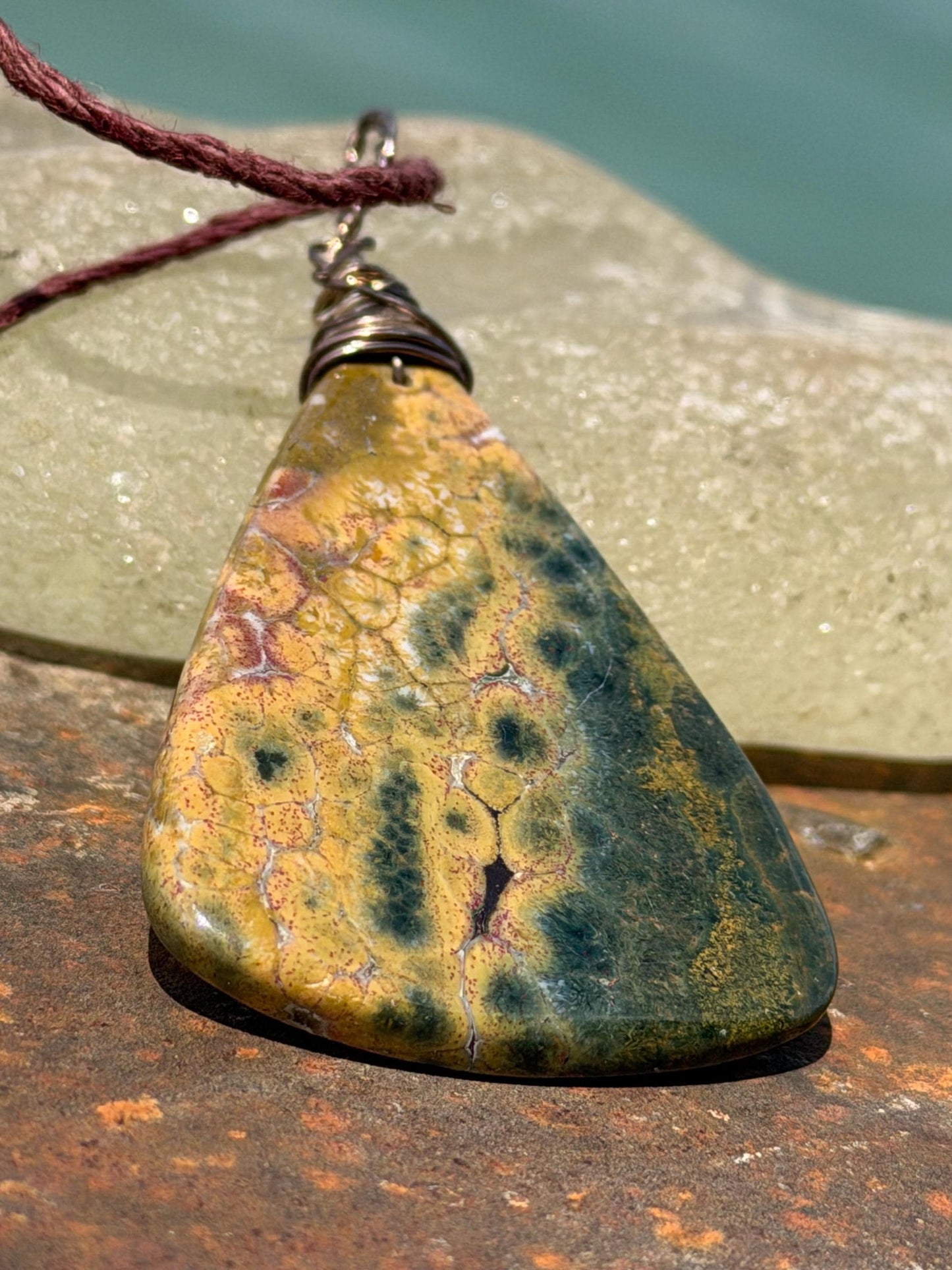 Ocean Jasper necklace. Handmade and unusual necklace. Sustainable unique jewellery. Unusial boho necklace, eco friendly jewellery.