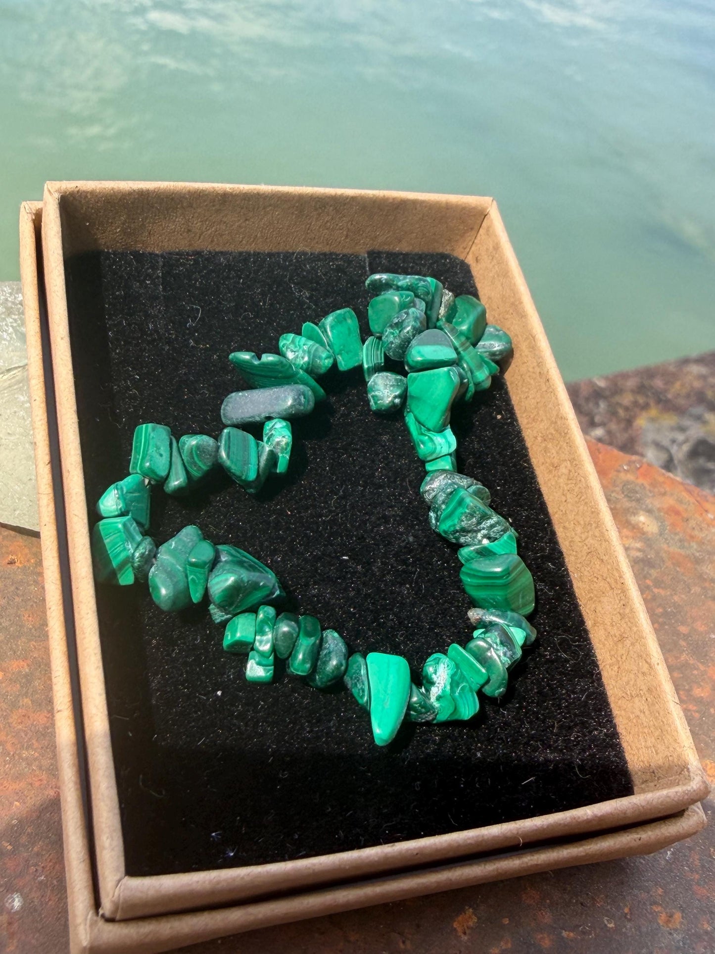 Malachite bracelet. Upcycled malachite jewellery. Ethical jewellery, unusual jewellery, malachite jewellery, green gemstone bracelet.